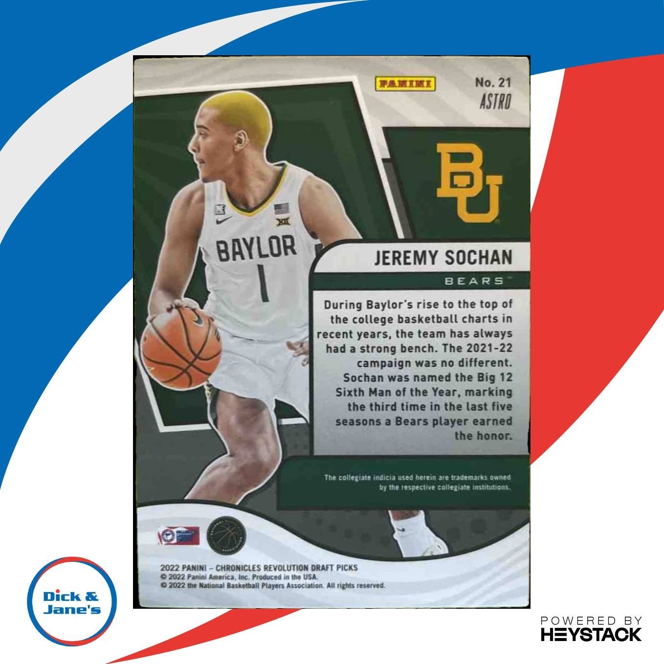 2022-23 Panini Chronicles Draft Jeremy Sochan Revolution Astro #21 RC Bears - Sports Cards