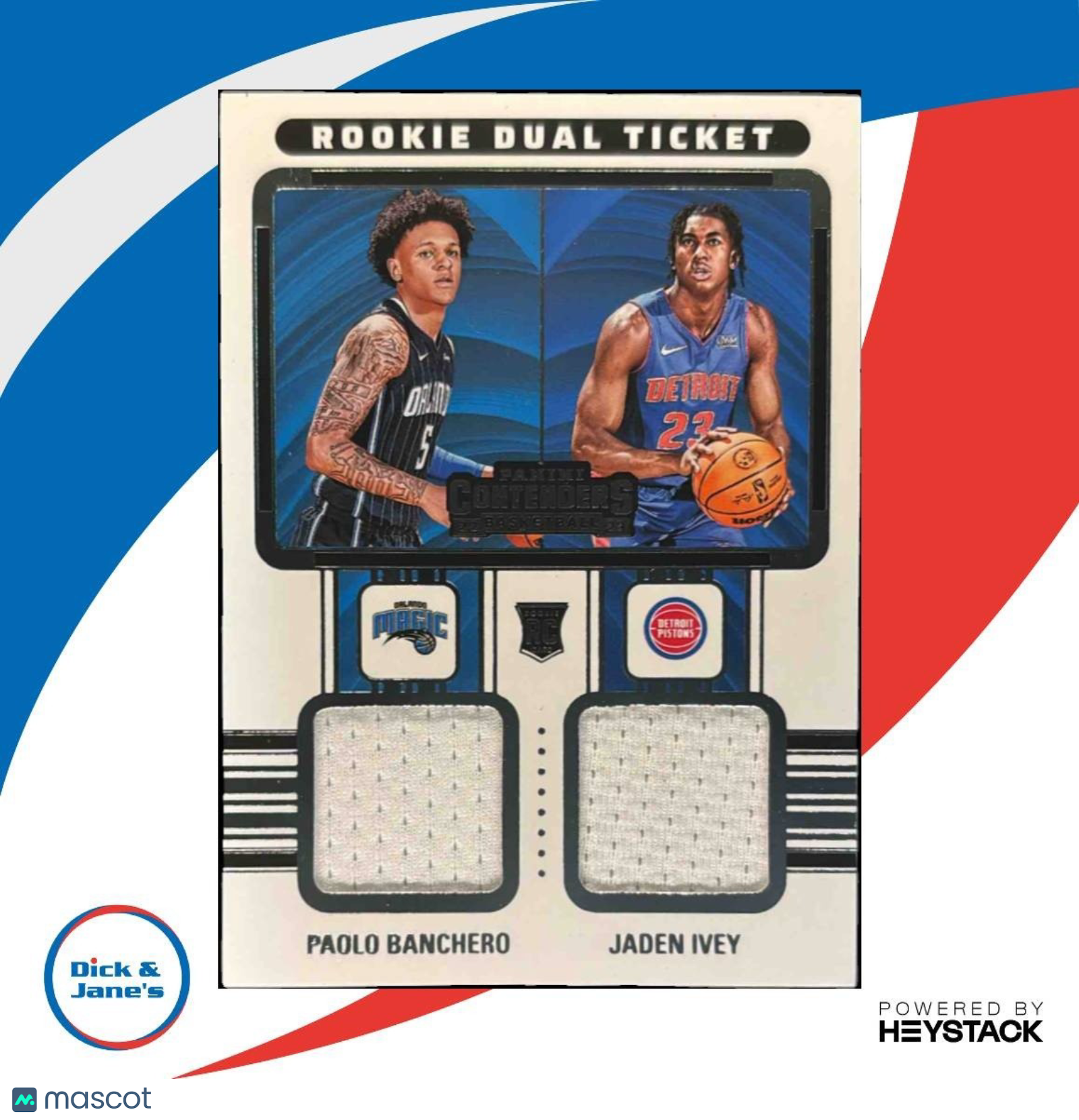 2022-23 Panini Contenders Paolo Banchero Jaden Ivey Rookie Dual Swatches RC - Sports Cards