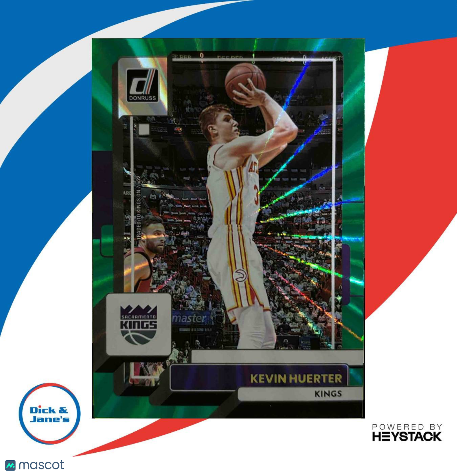 2022-23 Panini Donruss Kevin Huerter Holo Laser Green #196 Sacramento Kings - Sports Cards