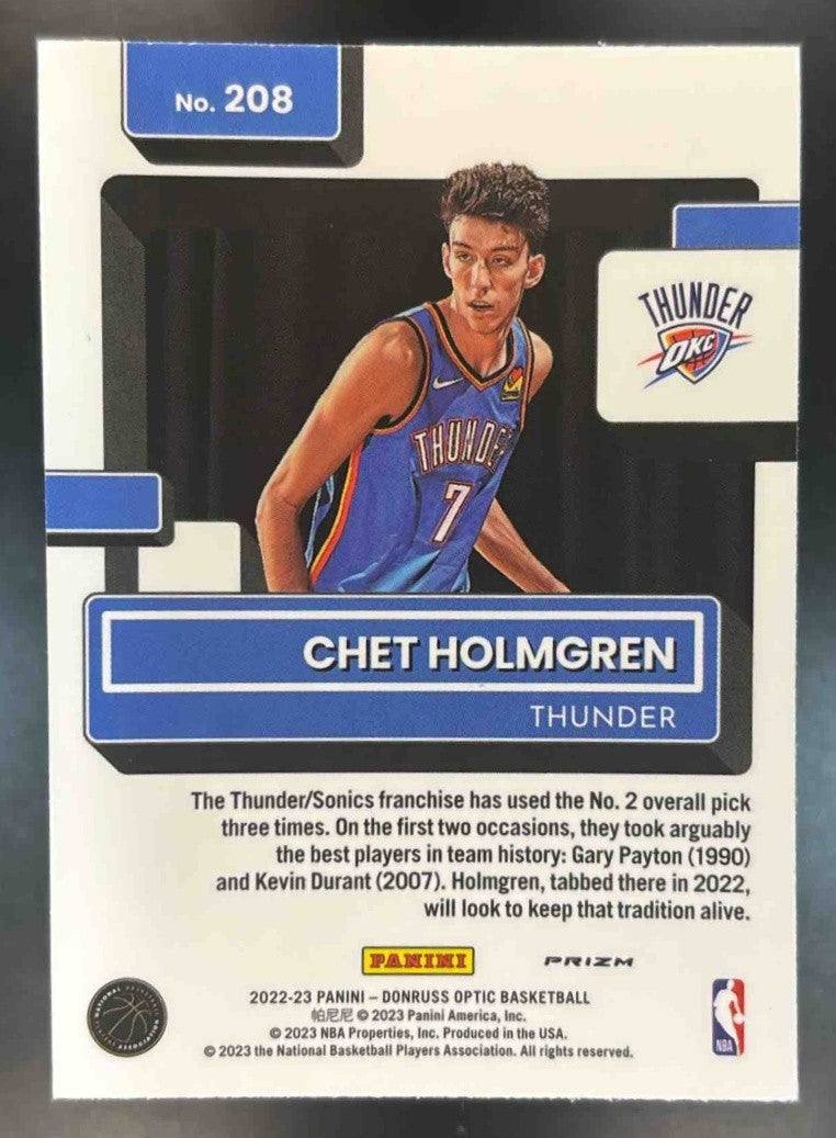 2022-23 Panini Donruss Optic Chet Holmgren Holo #208 RC Oklahoma City Thunder - Sports Cards