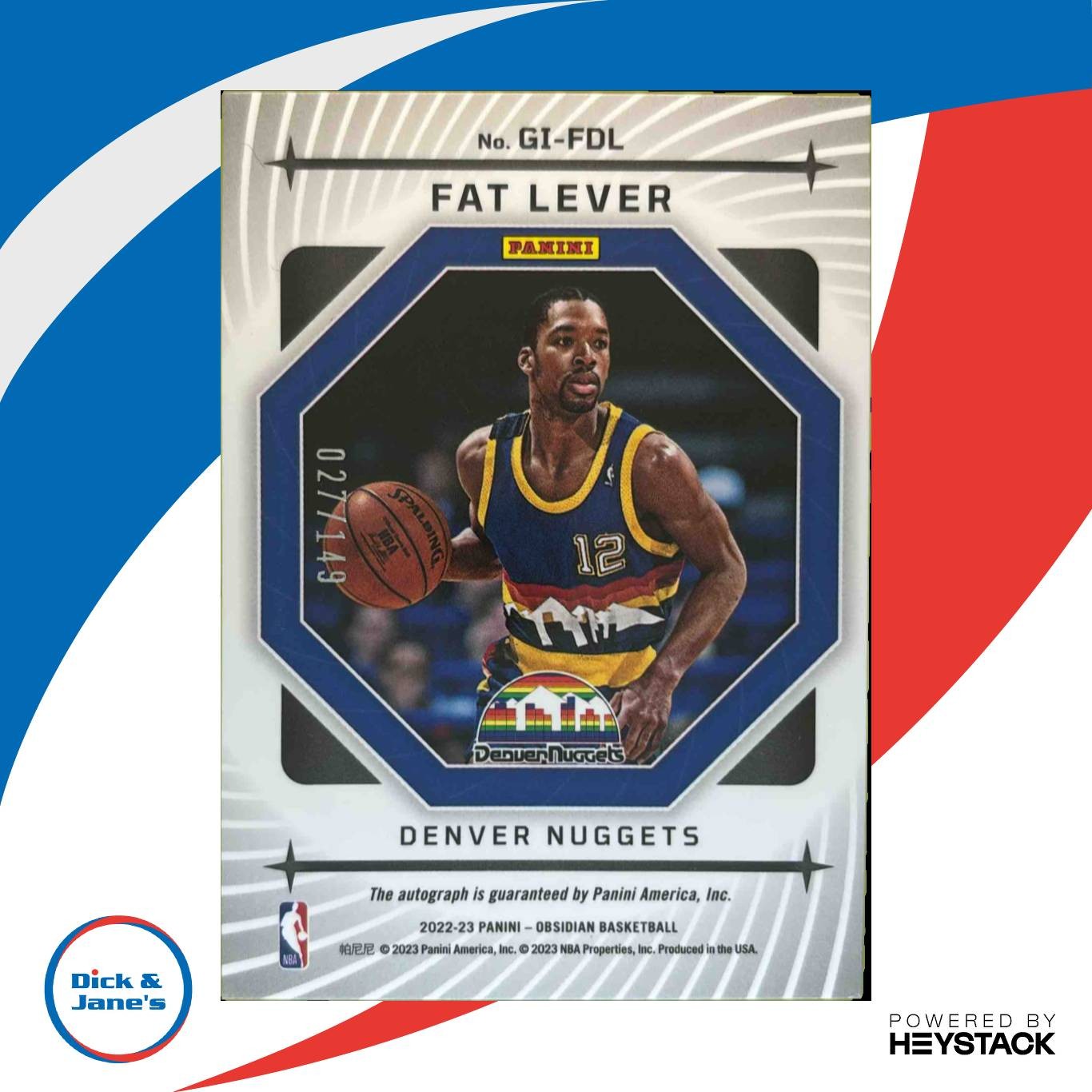 2022-23 Panini Obsidian Fat Lever Galaxy Ink 27/149 #GI-FDL Auto Denver Nuggets - Sports Cards