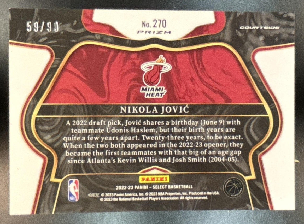 2022-23 Select Nikola Jovic Light Blue Disco Prizms /99 #270 RC Courtside Heat - Sports Cards