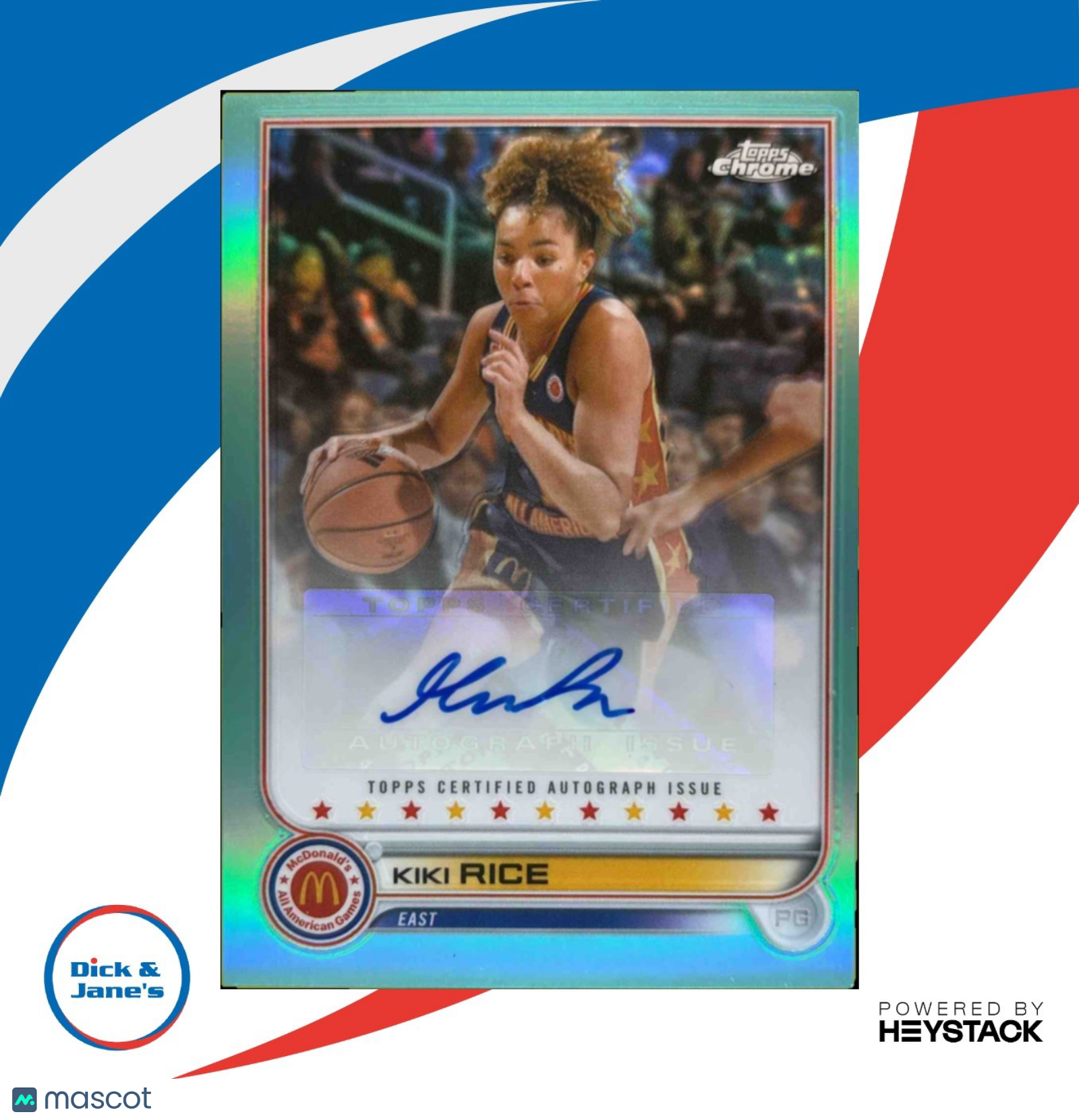 2022-23 Topps Chrome McDonald’s All American Kiki Rice Auto Aqua Refractor /99 - Sports Cards