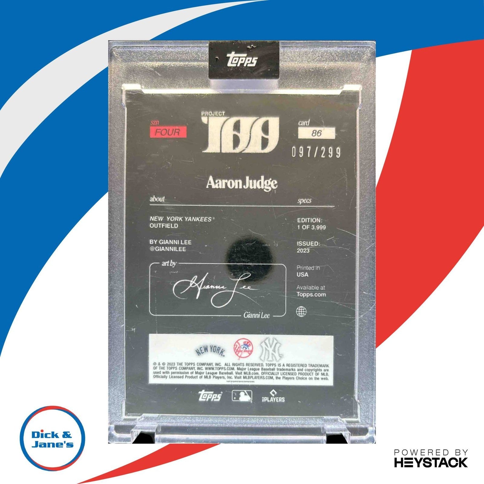 2022-23 Topps Project 100 Aaron Judge Silver Foil Stamped Logo /299 #86 Yankees - Sports Cards