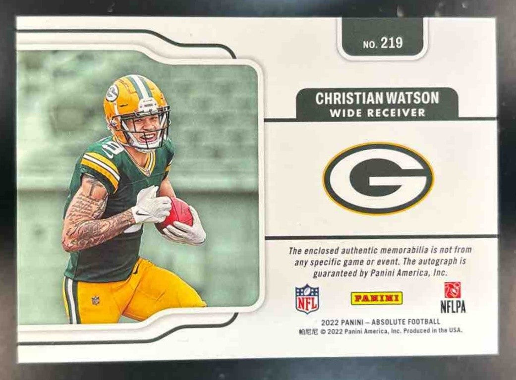 2022 Absolute Christian Watson Rookie Premiere Five Patch Autos /99 #219 MEM RC - Sports Cards