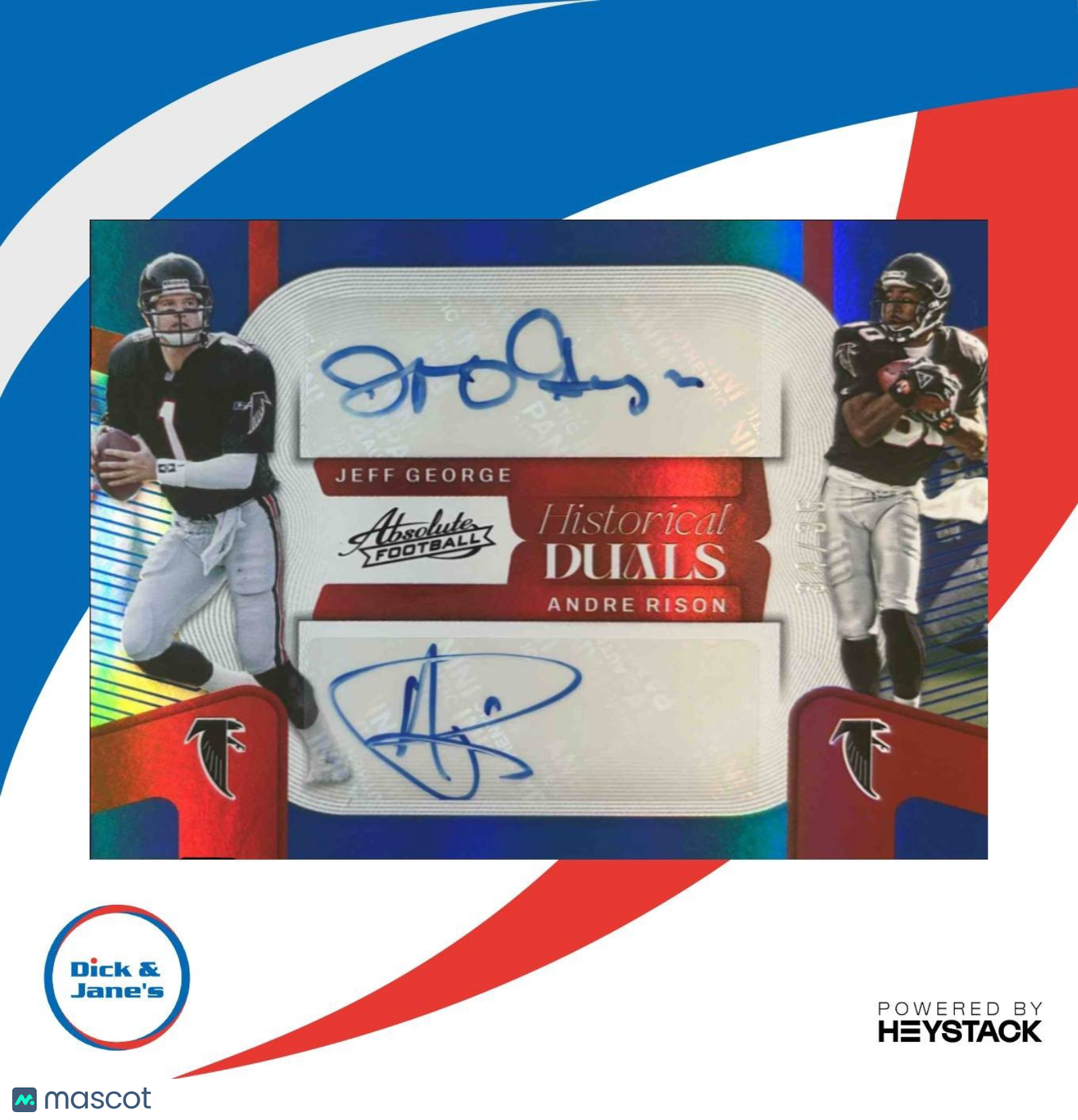 2022 Absolute Jeff George Andre Rison Historical Duals Autos Blue /35 Falcons - Sports Cards