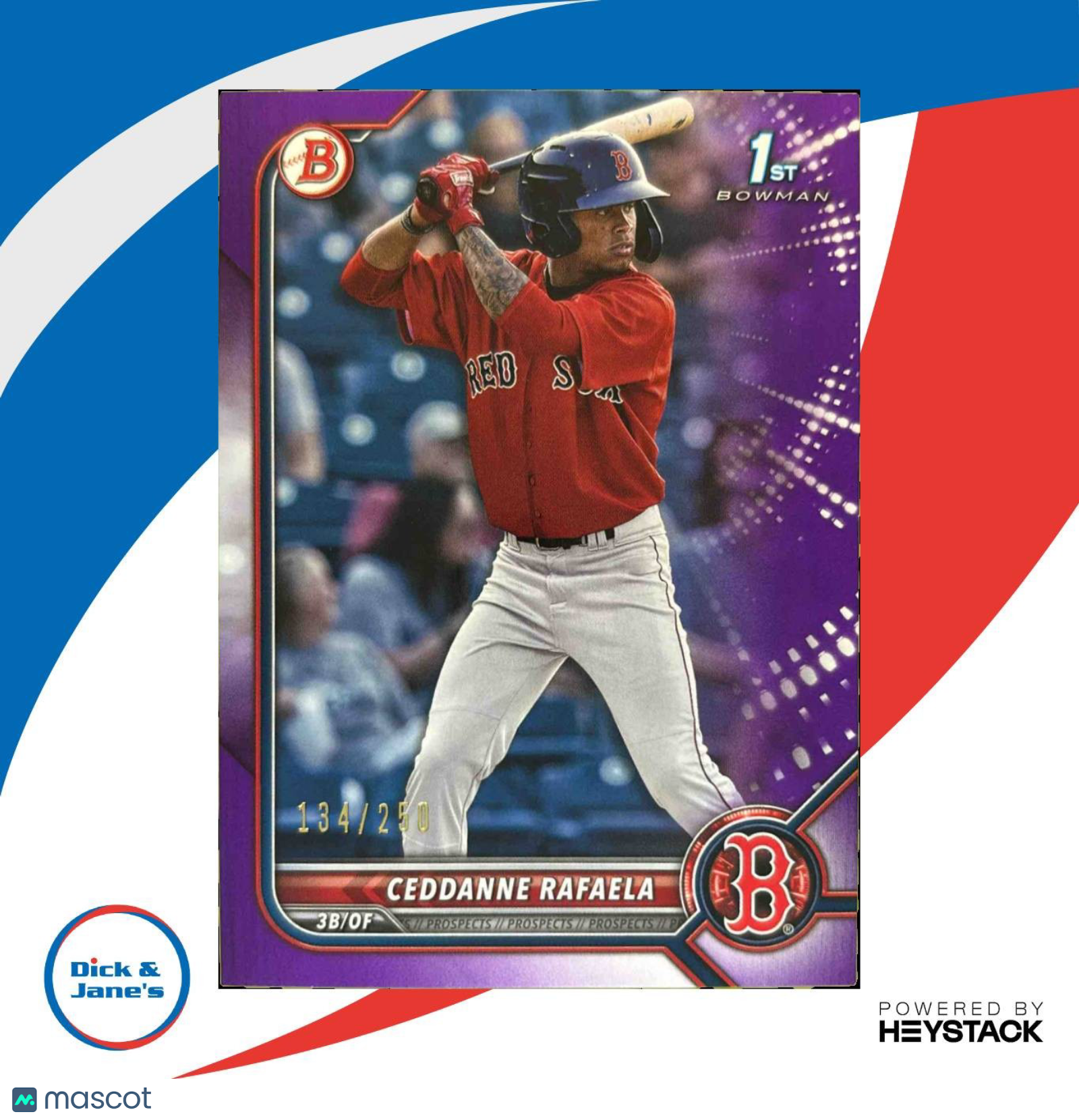 2022 Bowman Ceddanne Rafaela Prospects Purple 134/250 #BP-61 Boston Red Sox - Sports Cards