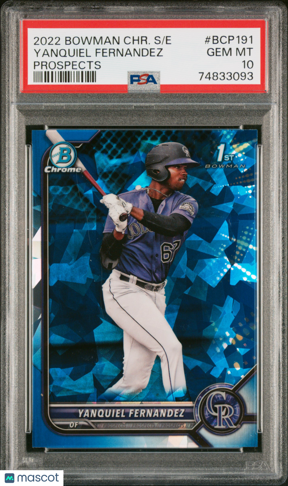 2022 Bowman Chrome Sapphire Edition Prospects Yanquiel Fernandez #BCP191 PSA 10 - Graded Sports Cards