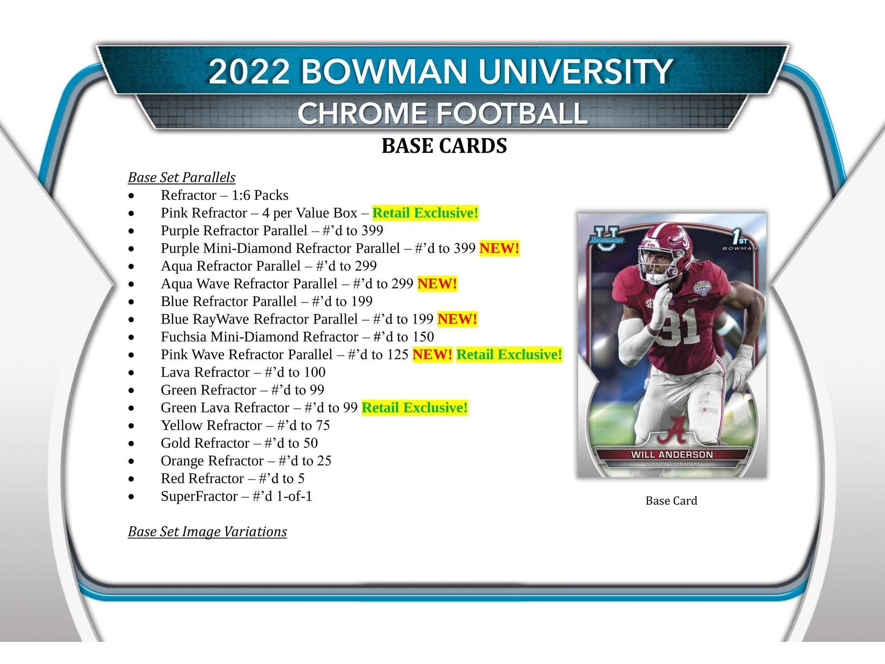 2022 Bowman Chrome University Football 7-Pack Blaster Box (CJ Stroud JJ McCarthy) - NFL Blaster Box
