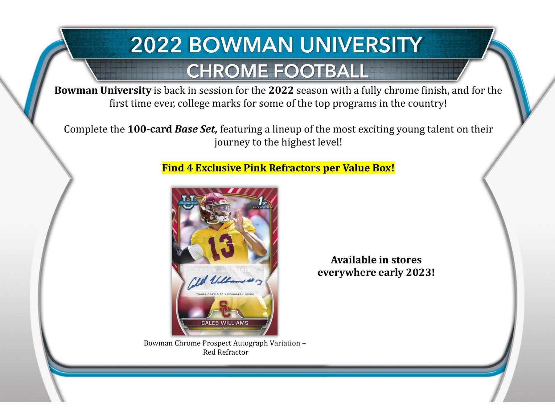 2022 Bowman Chrome University Football 7-Pack Blaster Box (CJ Stroud JJ McCarthy) - NFL Blaster Box