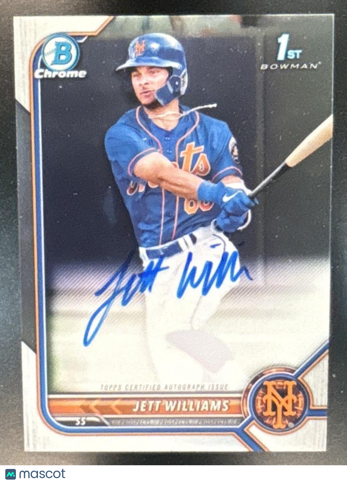 2022 Bowman Draft Jett Williams Chrome Pick Auto #CDA-JWS 1st Prospect Mets - Sports Cards