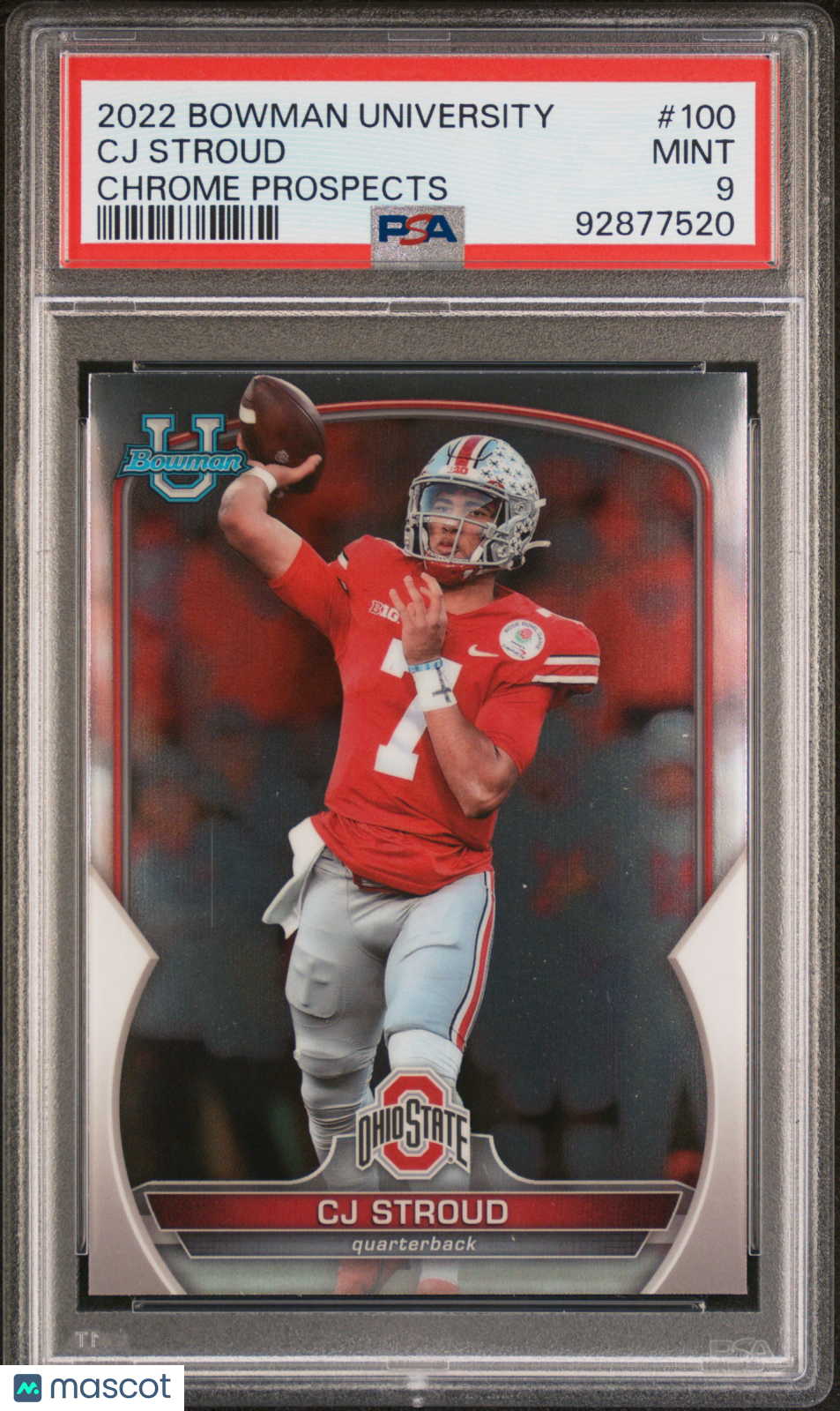 2022 Bowman University Chrome Prospects CJ Stroud #100 PSA 9 - Graded Sports Cards