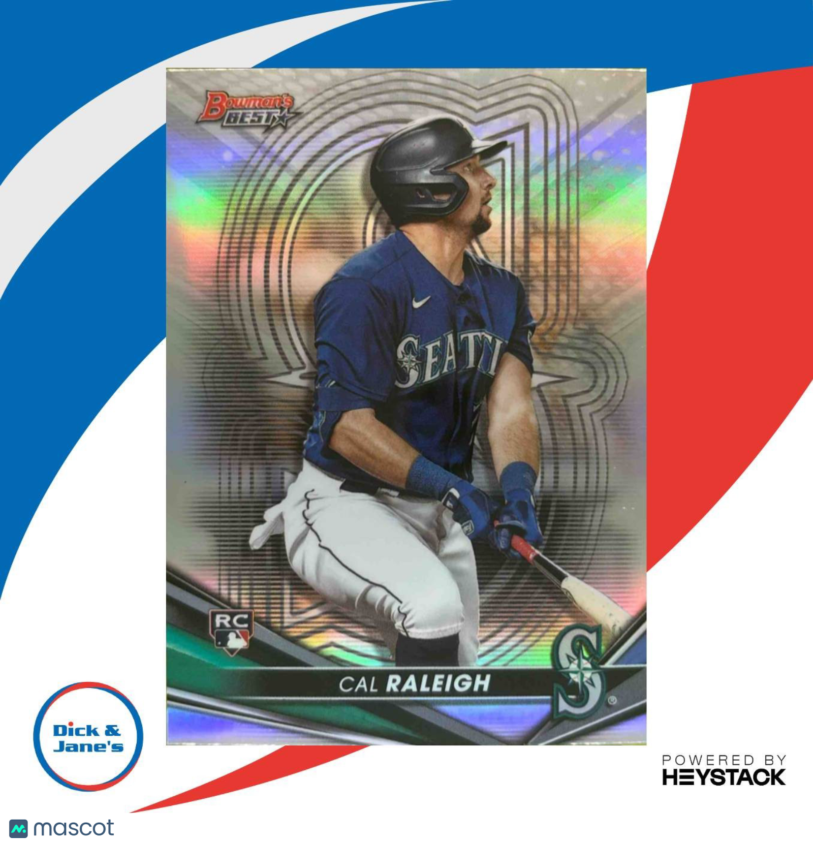 2022 Bowman’s Best Cal Raleigh Refractor #6 RC Seattle Mariners - Sports Cards