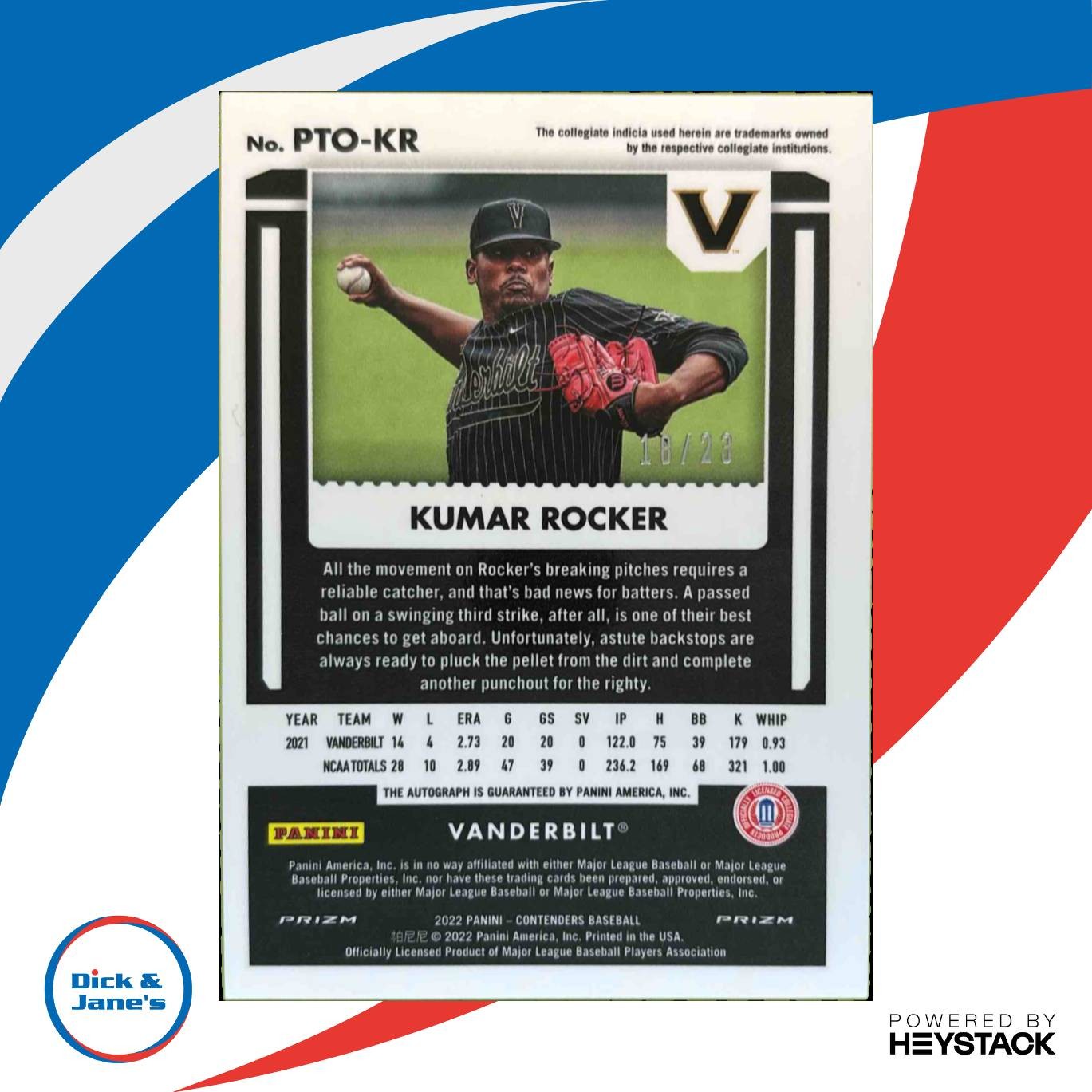 2022 Chronicles Kumar Rocker Contenders Optic Pros Ticket Auto Cracked Ice /23 - Sports Cards