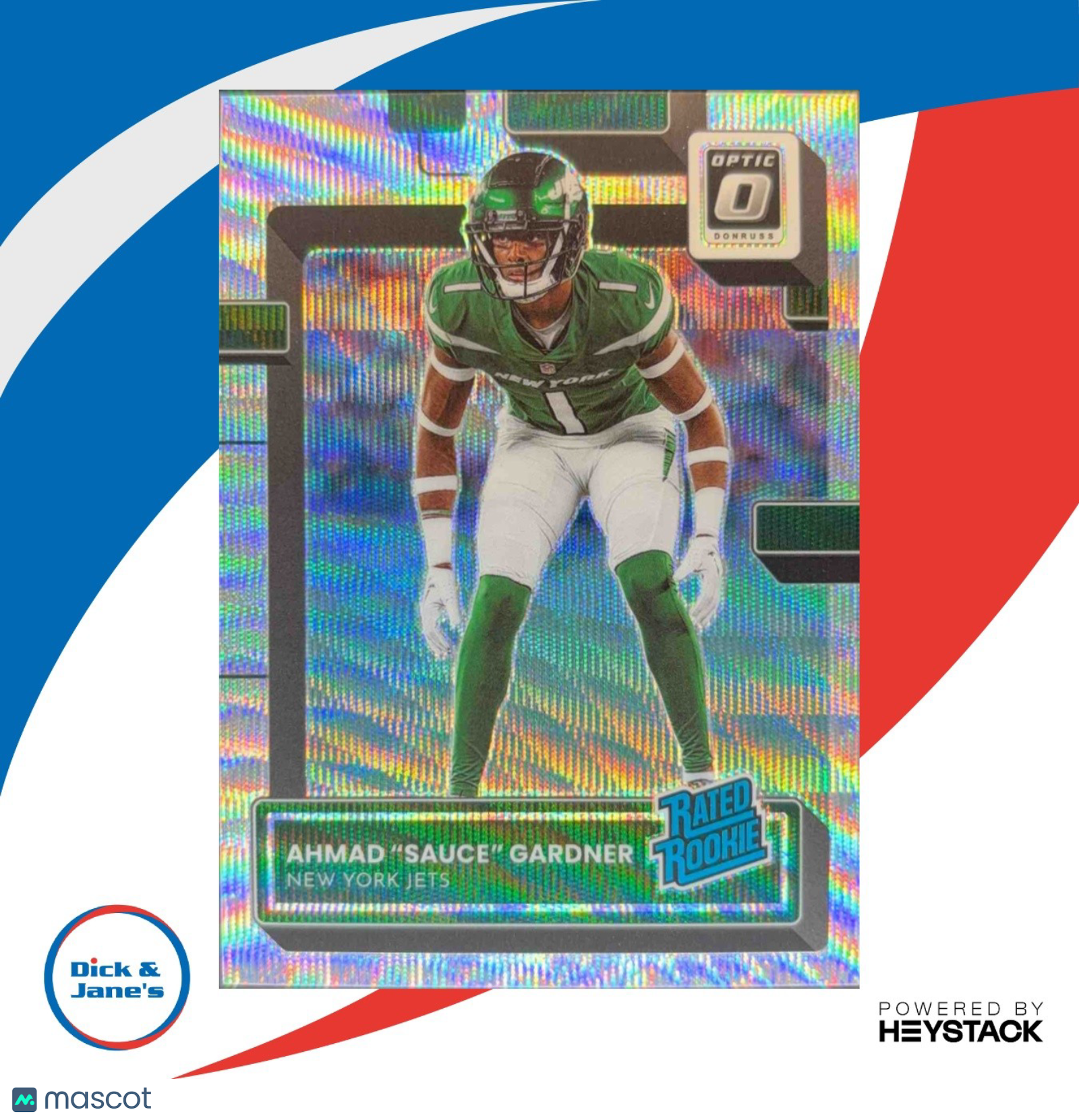 2022 Donruss Optic Ahmad ’Sauce’ Gardner Wave 102/300 #228 RC Jets Rated Rookie - Sports Cards