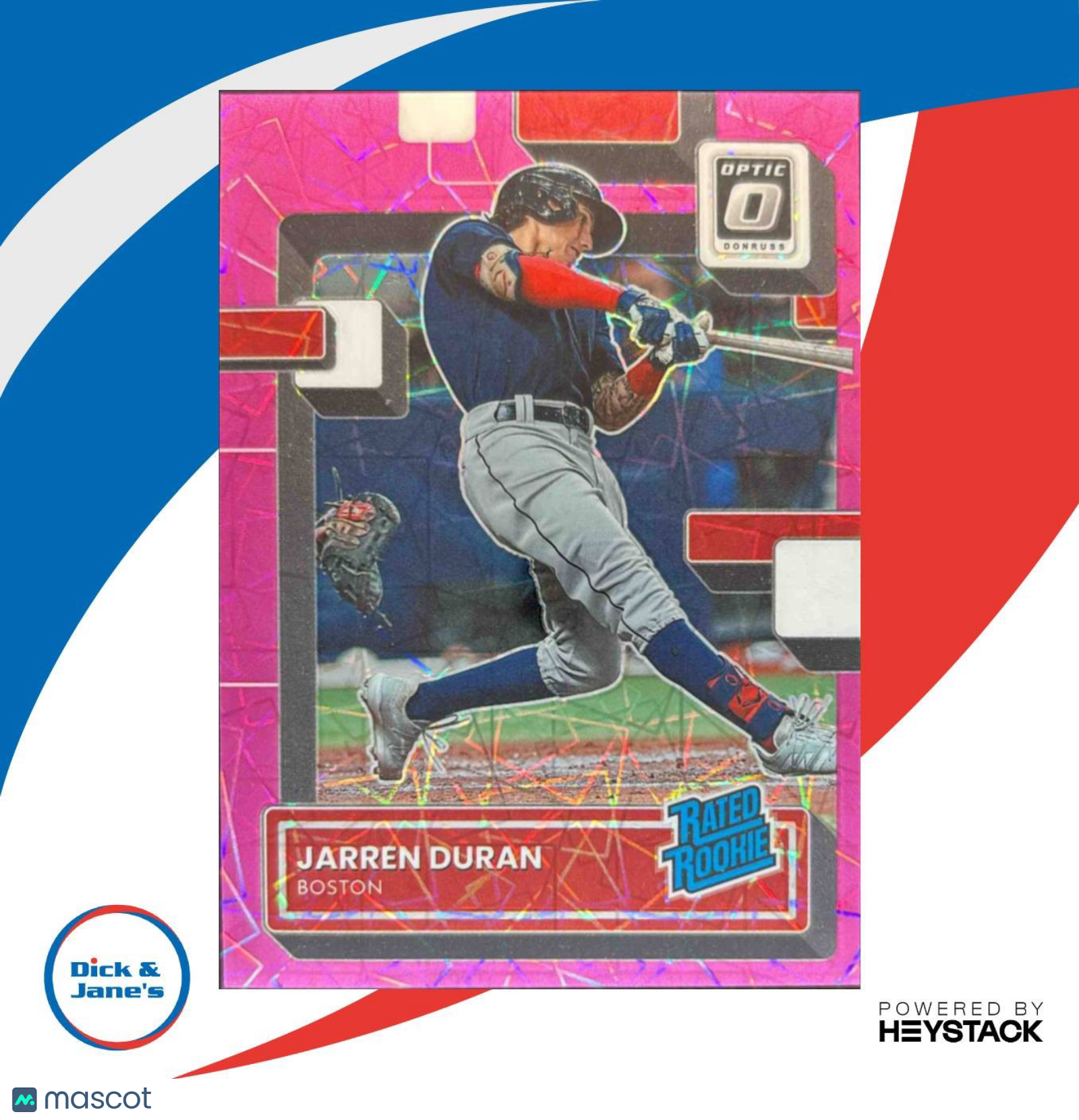 2022 Donruss Optic Jarren Duran Pink Velocity Prizm /249 #40 RC Boston Red Sox - Sports Cards