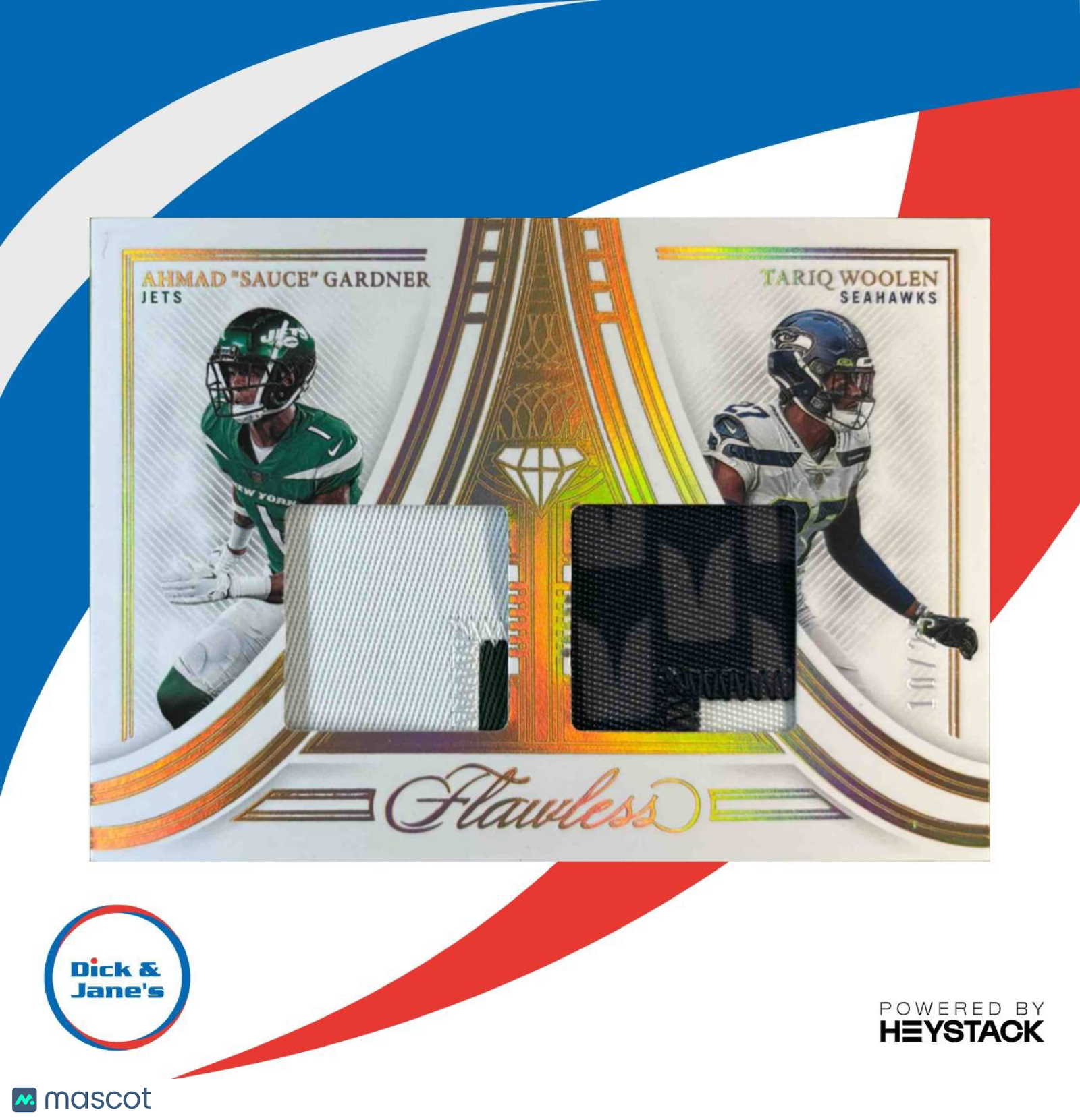2022 Flawless Sauce Gardner Woolen Dual Diamond Memorabilia 10/25 MEM NY Jets - Sports Cards