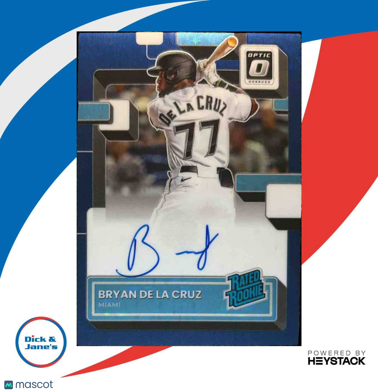2022 i Donruss Optic Bryan De La Cruz Signatures Blue /99 Auto RC Miami Marlins - Sports Cards