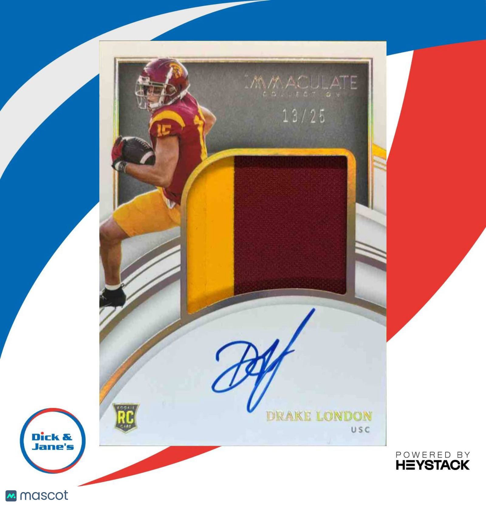 2022 Immaculate Collection Collegiate Drake London Gold /25 MEM Auto RC Trojans - Sports Cards