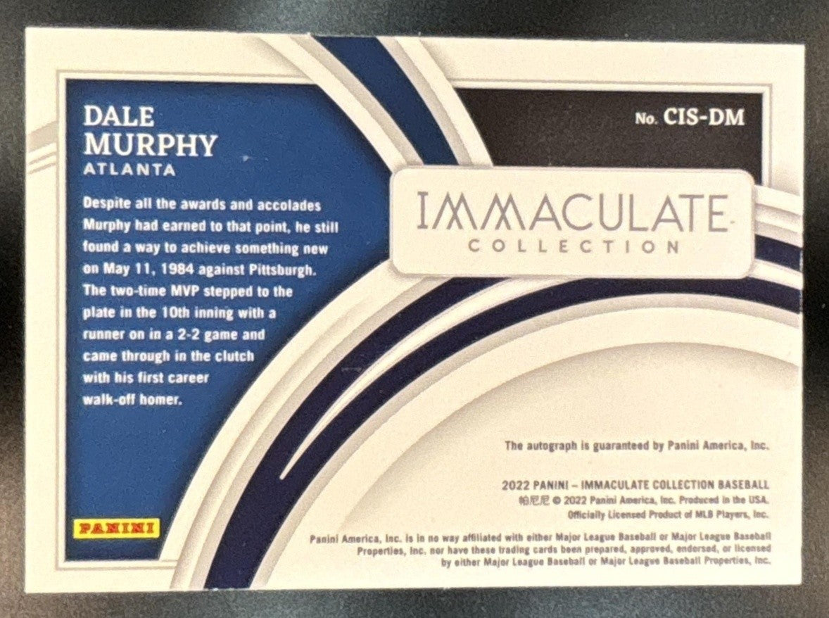 2022 Immaculate Collection Dale Murphy Jersey Number Auto 3/3 CIS-DM Atlanta - Sports Cards