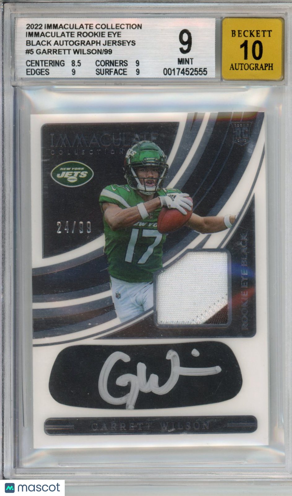 2022 Immaculate Rookie Eye Black Autograph Patch Garrett Wilson /99 BGS 9 AU 10 - Graded Sports Cards