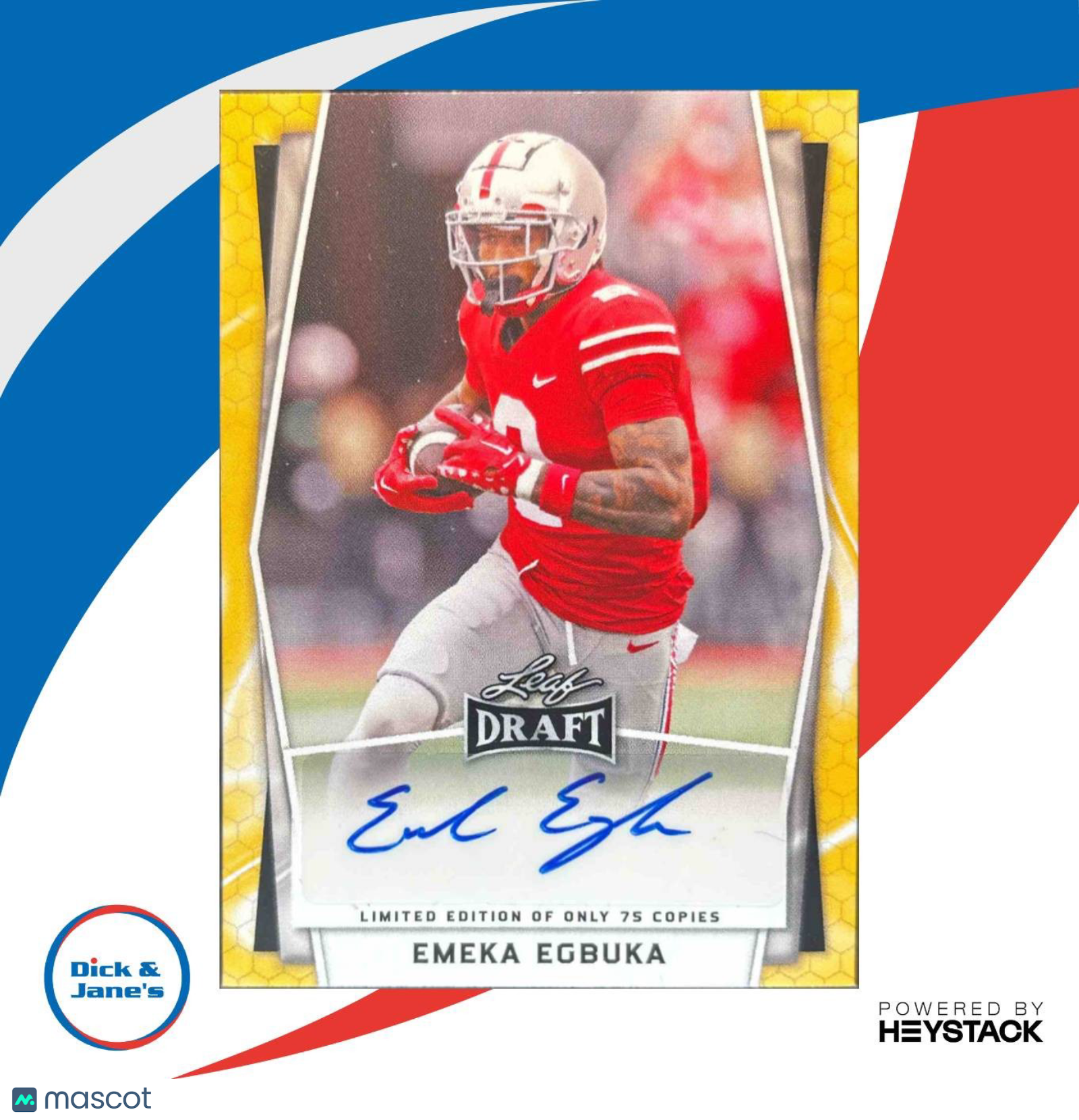 2022 Leaf Draft Emeka Egbuka Auto Gold #BA-EE3 Ohio State Buckeyes - Sports Cards
