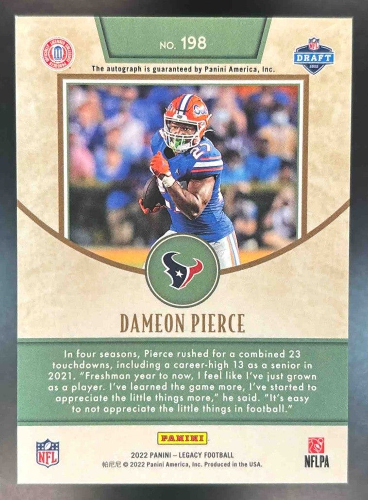 2022 Legacy Dameon Pierce Rookies Penmanship Silver Auto #198 RC Houston Texans - Sports Cards
