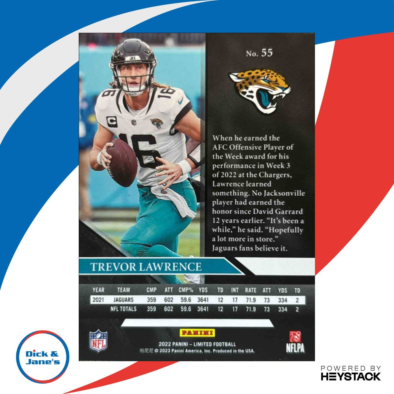 2022 Limited Trevor Lawrence Amethyst Spotlight 20/25 #55 Jacksonville Jaguars - Sports Cards