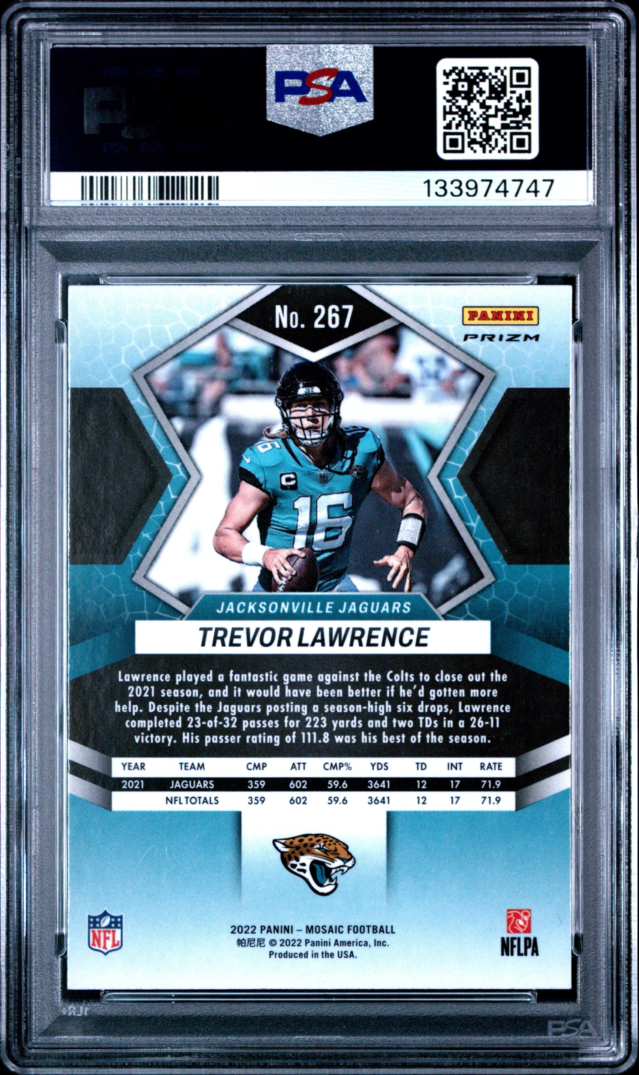 2022 Mosaic Trevor Lawrence National Pride Rookie #267 PSA 10 GEM MINT Jaguars - Graded Sports Cards