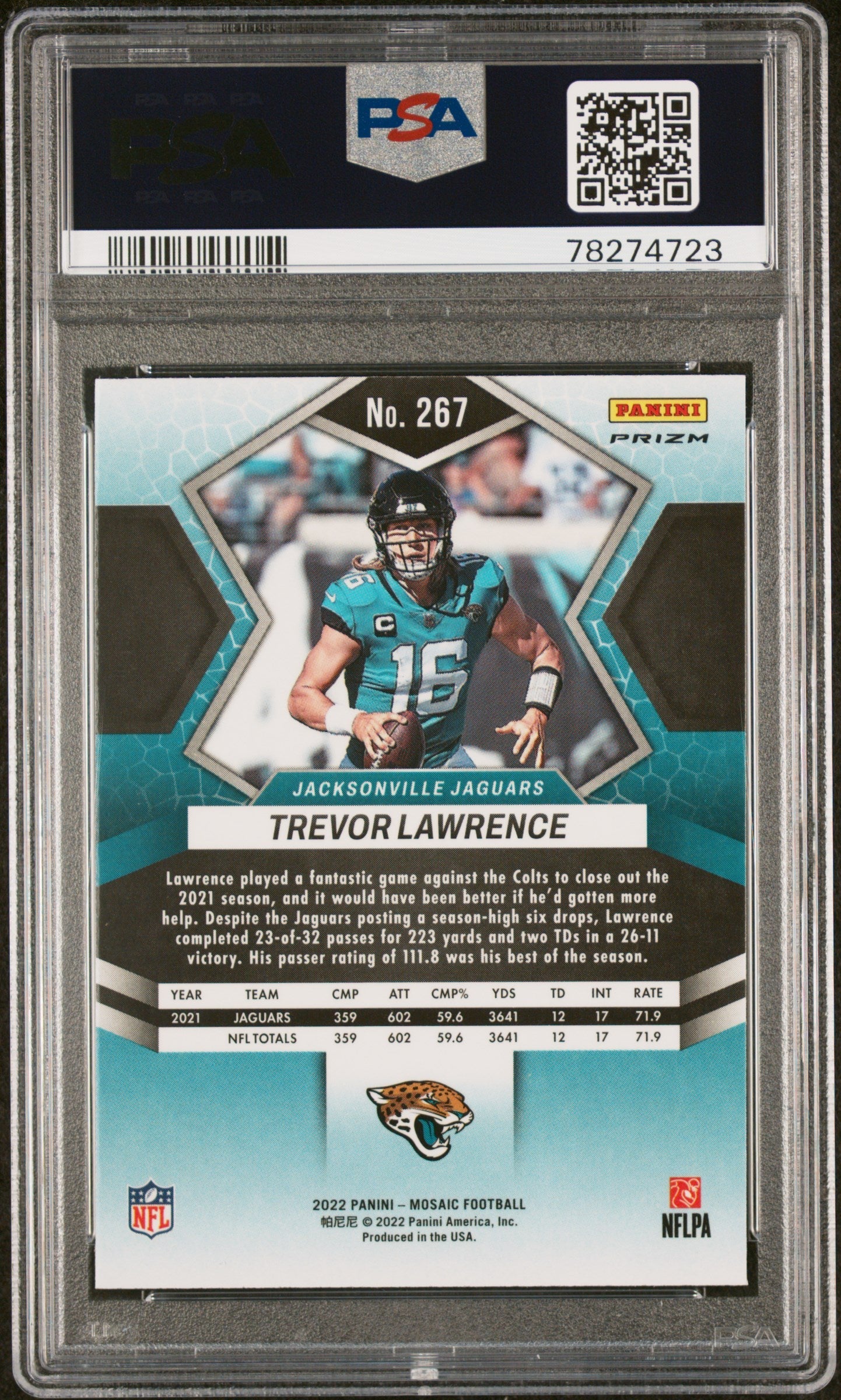 2022 Mosaic Trevor Lawrence Reactive Orange #267 PSA 10 Jacksonville Jaguars - Graded Sports Cards