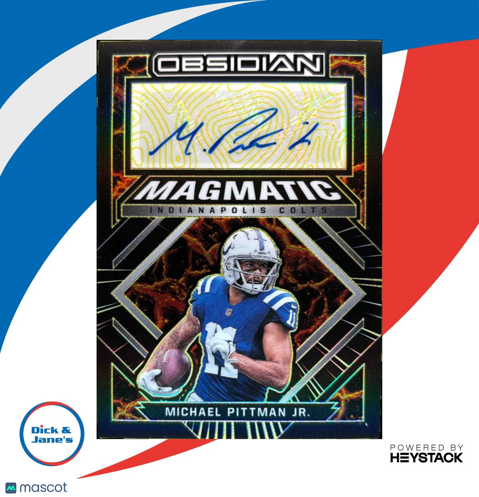 2022 Obsidian Michael Pittman Jr. Magmatic Signatures Electric Etch Yellow 12/25 - Sports Cards