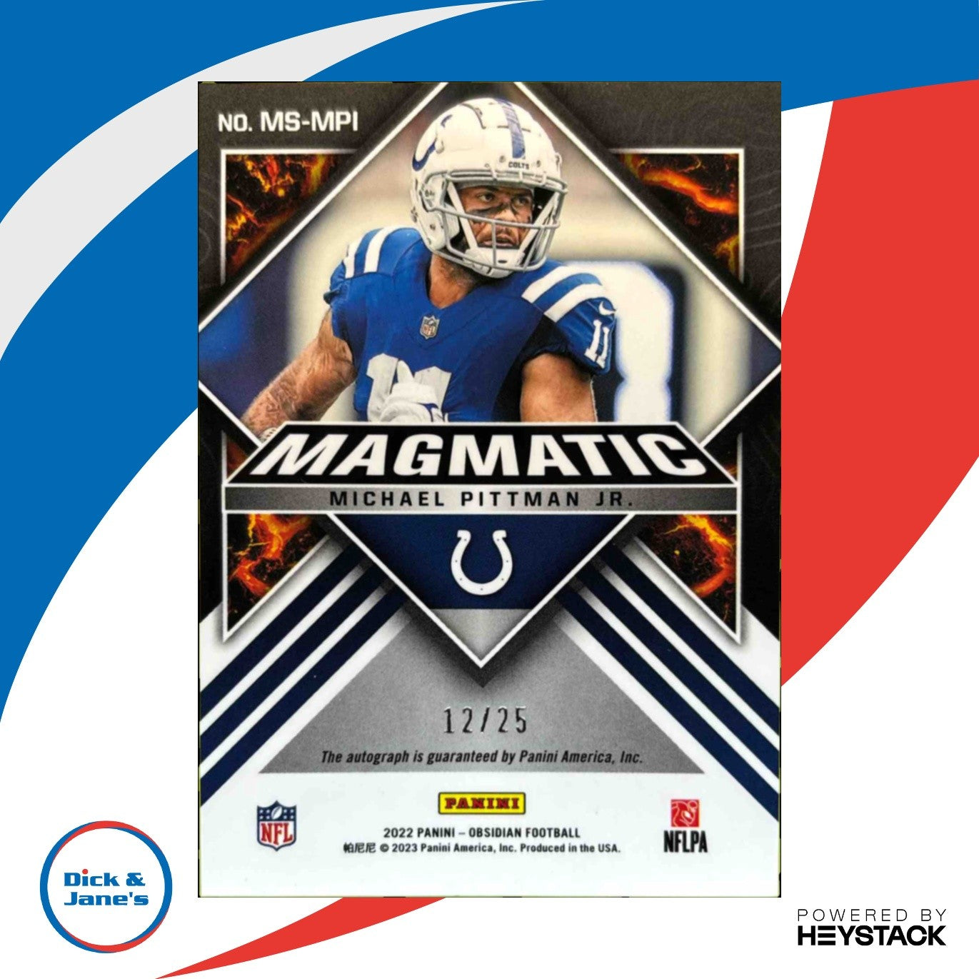 2022 Obsidian Michael Pittman Jr. Magmatic Signatures Electric Etch Yellow 12/25 - Sports Cards