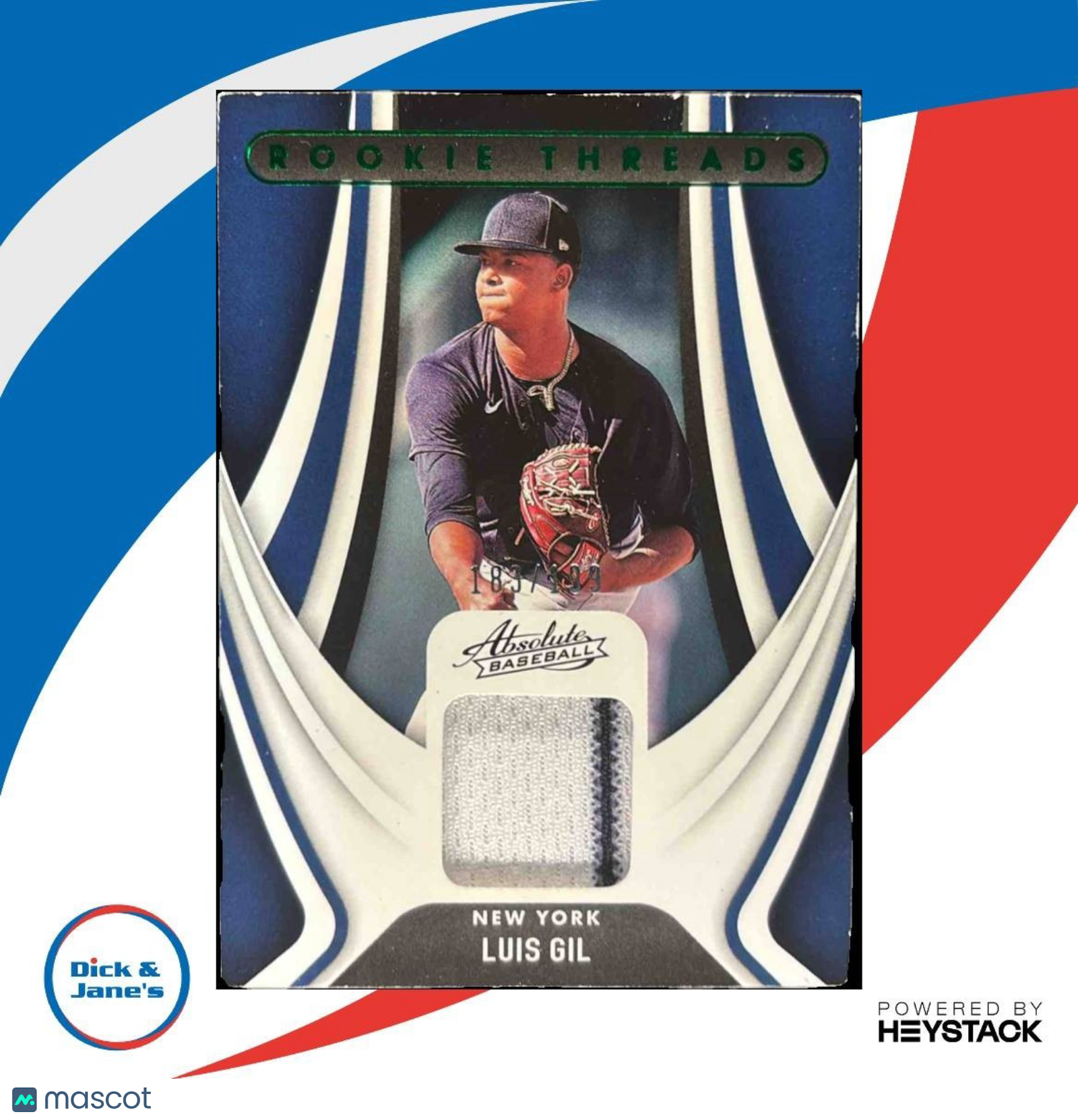 2022 Panini Absolute Luis Gil Rookie Threads Green /199 RC New York Yankees - Sports Cards