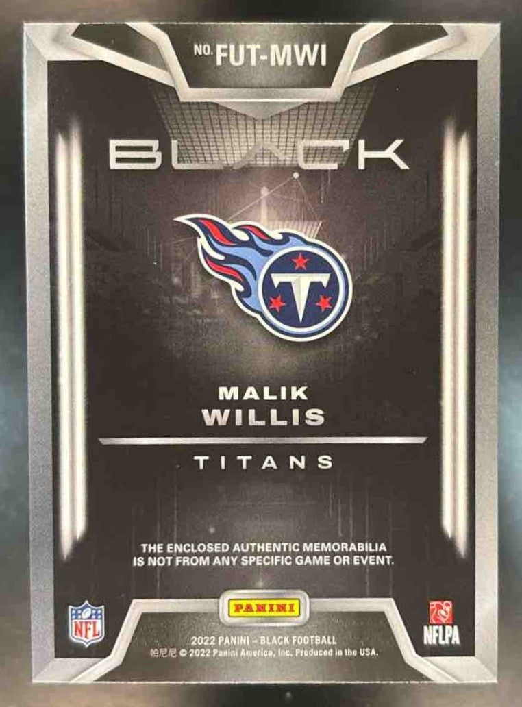 2022 Panini Black Malik Willis Futuristic /50 #FUT-MWI MEM RC Tennessee Titans - Sports Cards