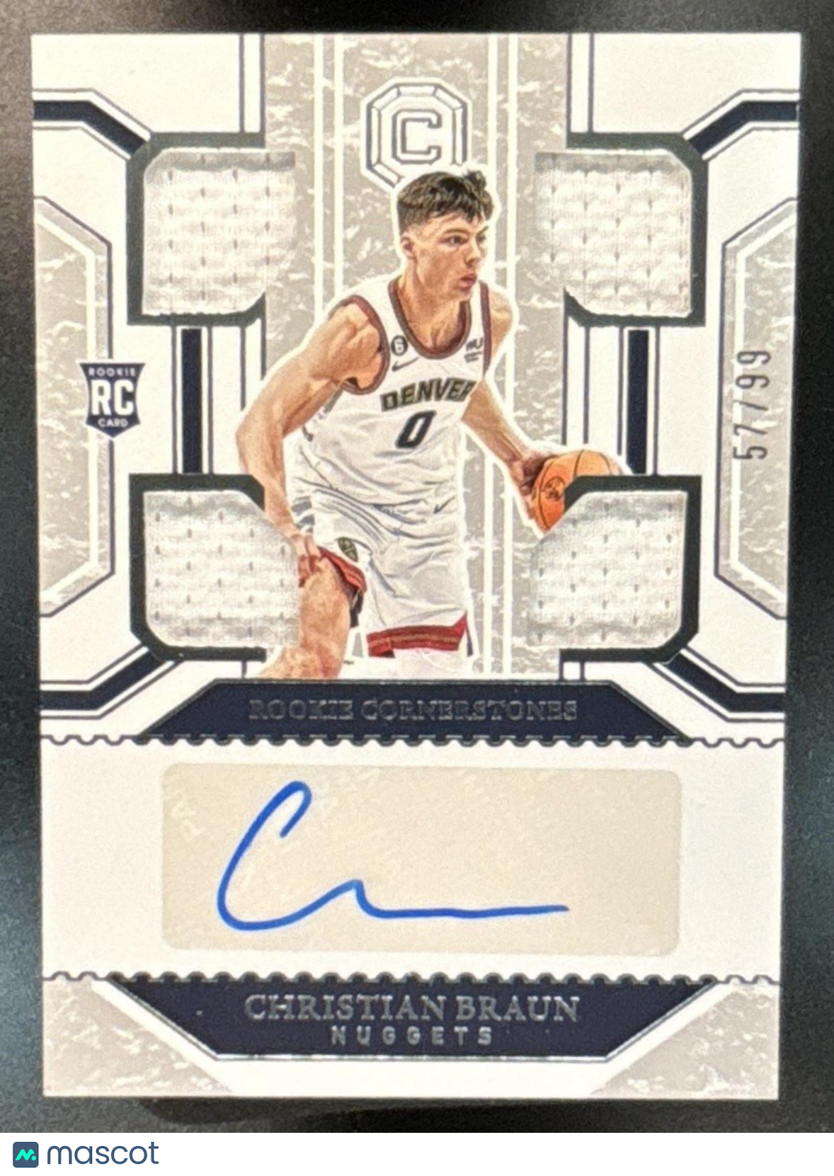 2022 Panini Chronicles Christian Braun Cornerstone Patch Auto /99 RC Nuggets - Sports Cards