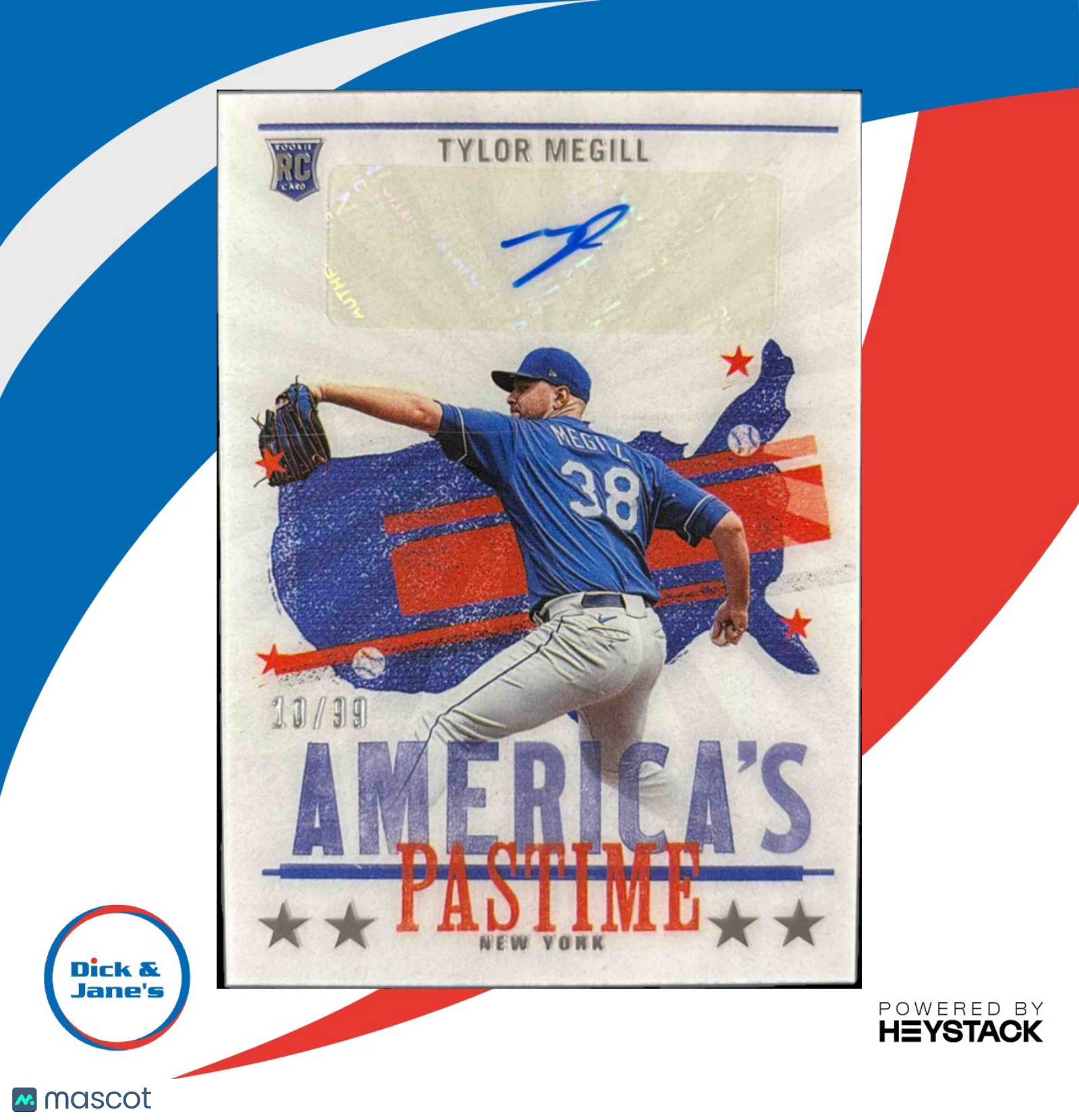 2022 Panini Chronicles Tylor Megill America’s Pastime Auto 10/99 Mets Rookie - Sports Cards