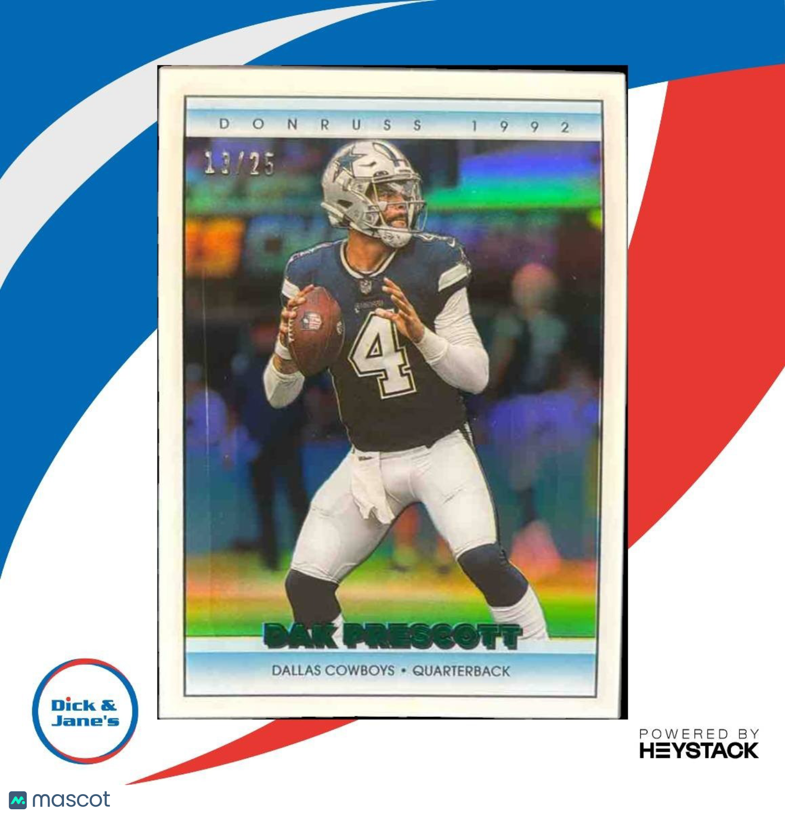 2022 Panini Clearly Donruss Dak Prescott Retro 1992 Green /25 Dallas Cowboys - Sports Cards