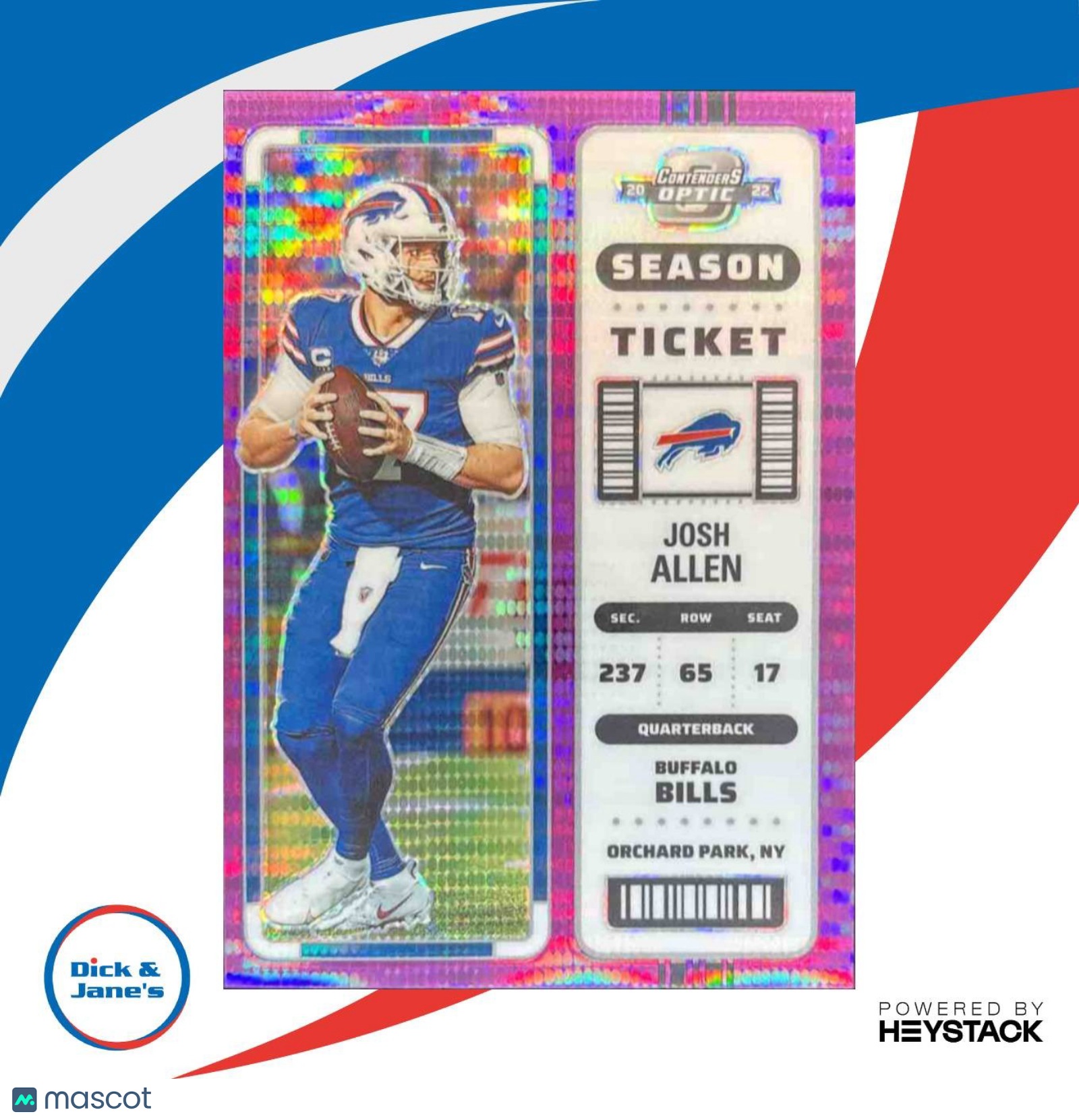 2022 Panini Contender Optic Josh Allen Purple Pulsar /26 #6 Season Ticket Bills - Sports Cards