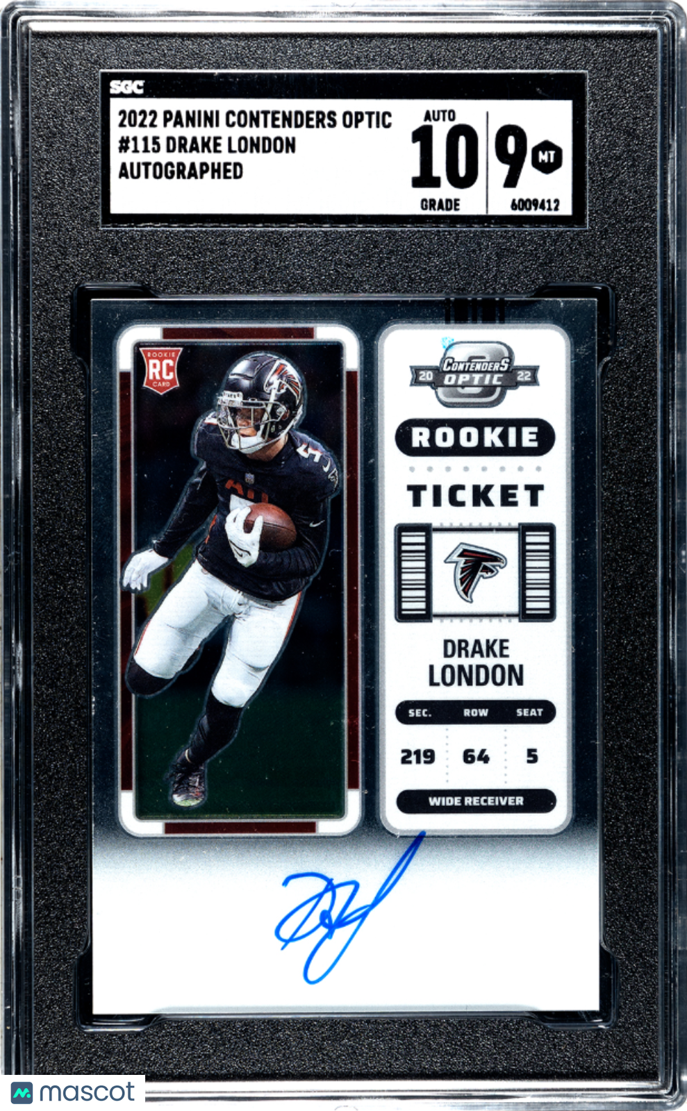 2022 Panini Contenders Optic Drake London Autograph #115 SGC 9 - Graded Sports Cards