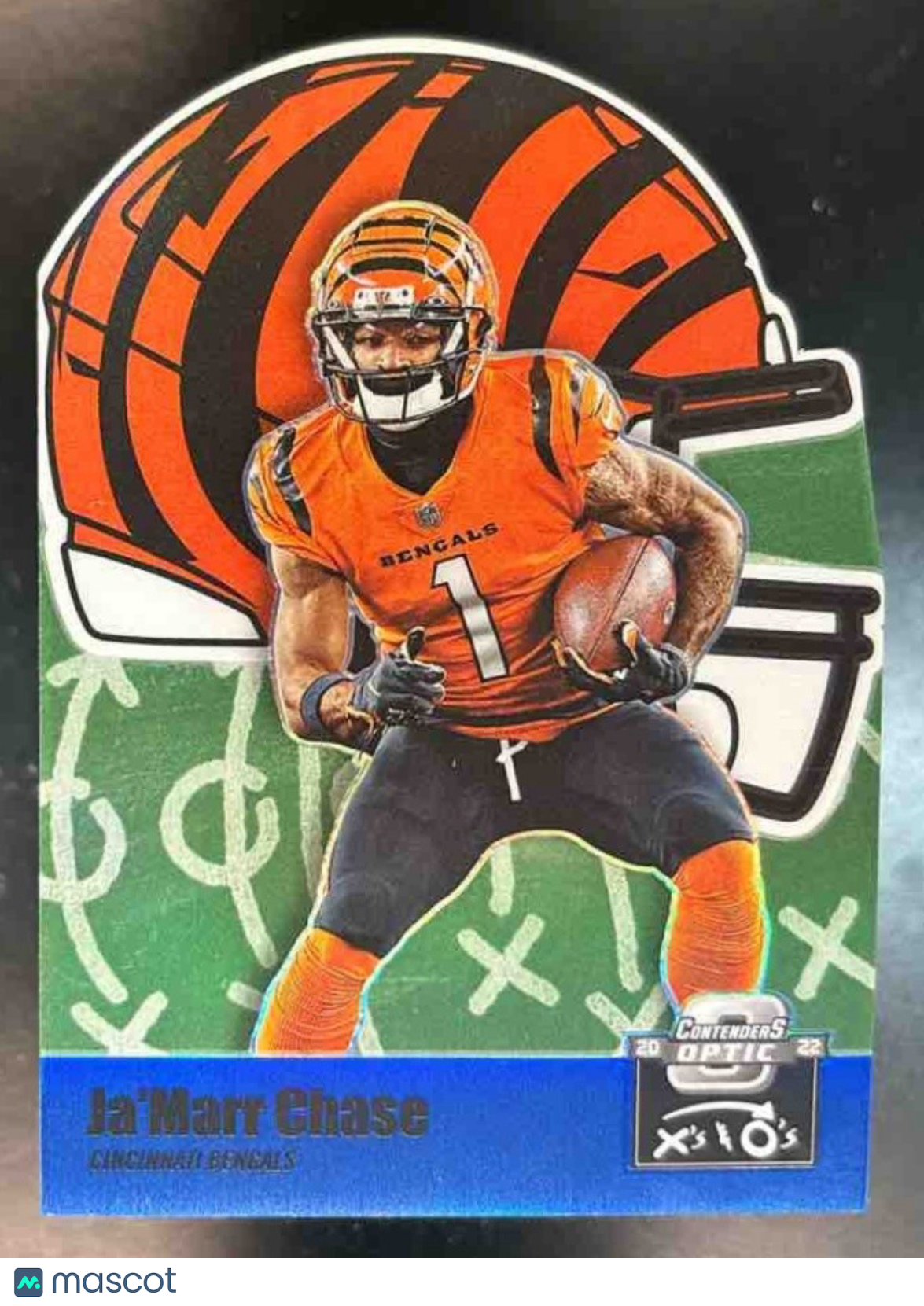 2022 Panini Contenders Optic Ja’Marr Chase Xs and Os Blue /99 Cincinnati Bengals - Sports Cards