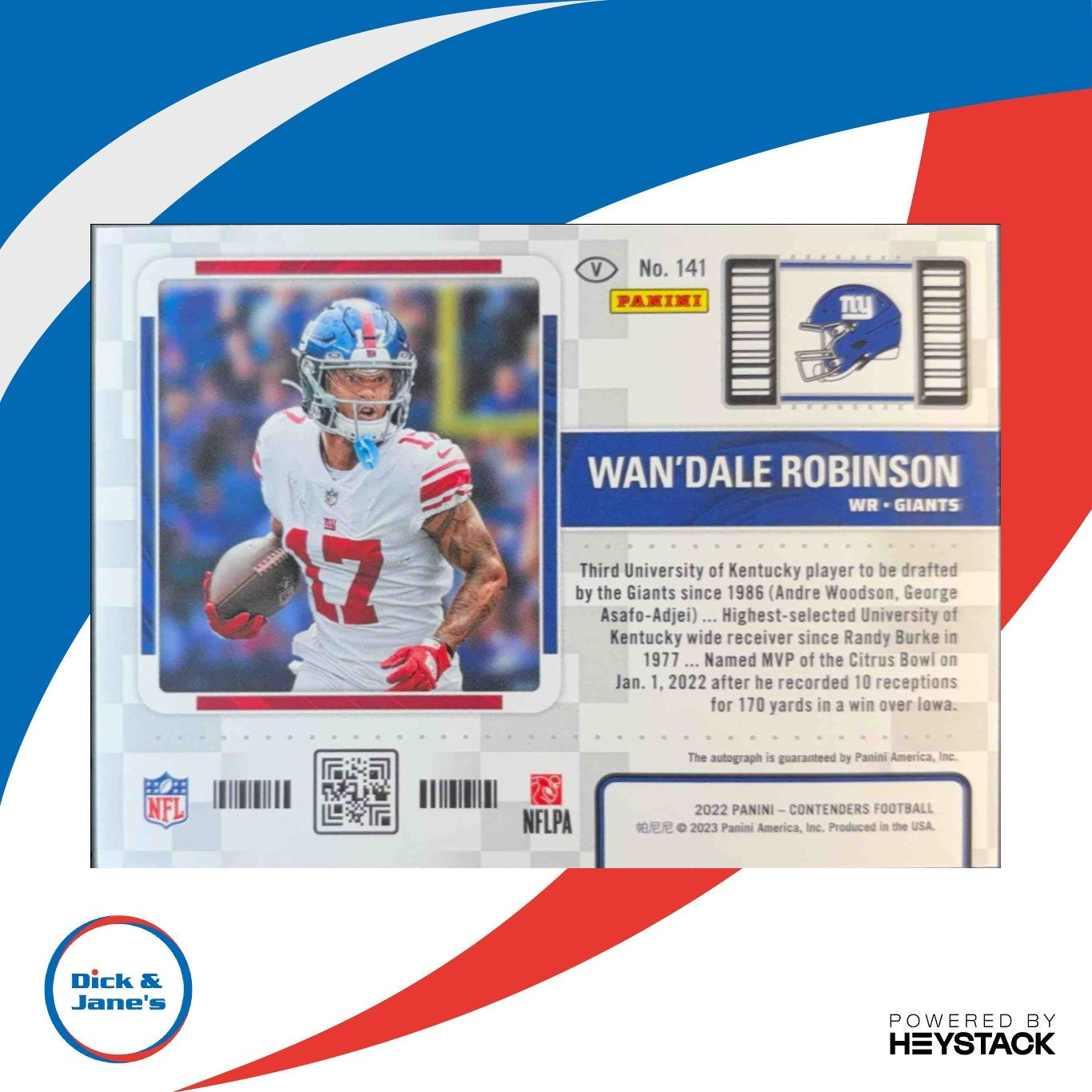 2022 Panini Contenders Wan Dale Robinson Rookie Ticket Silver 9/49 Auto Giants - Sports Cards