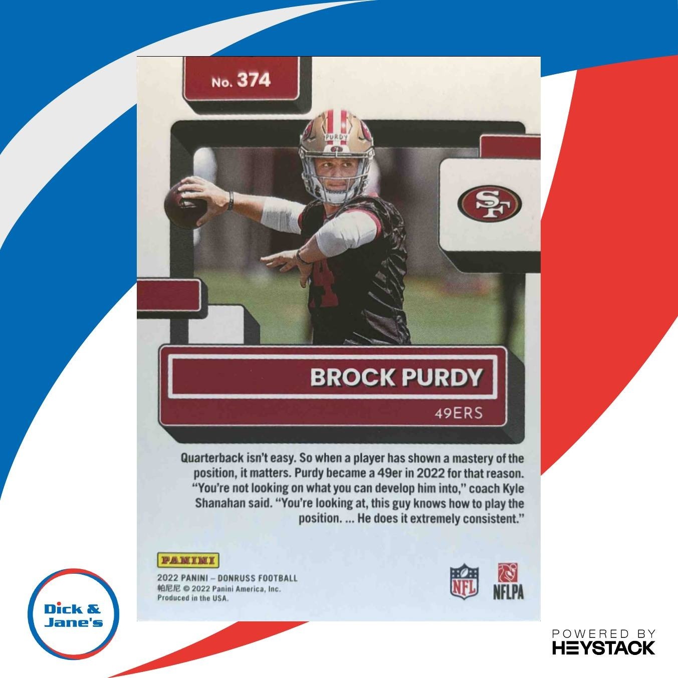 2022 Panini Donruss Brock Purdy #374 RC Rated Rookie San Francisco 49ers - Sports Cards