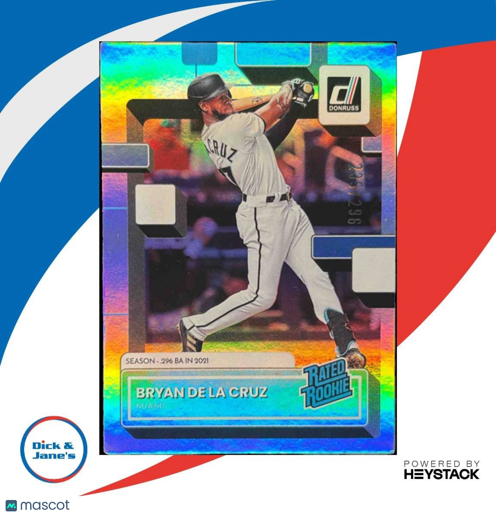 2022 Panini Donruss Bryan De La Cruz Season Stat Line /296 #53 RC Miami Marlins - Sports Cards