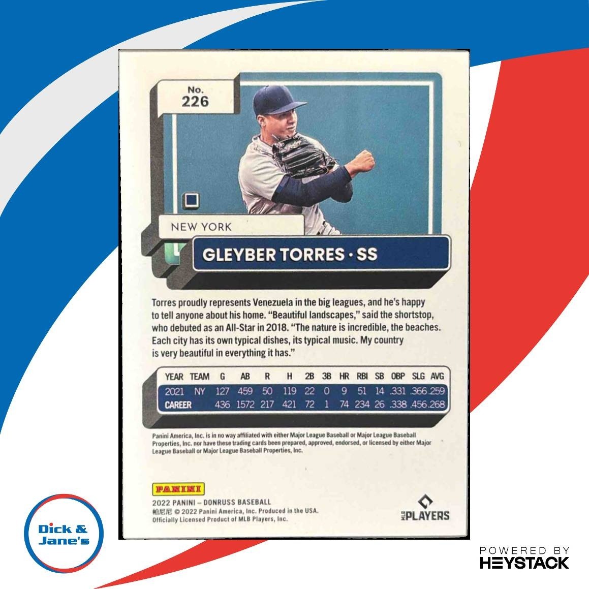2022 Panini Donruss Gleyber Torres Voltage /25 #226 New York Yankees - Sports Cards