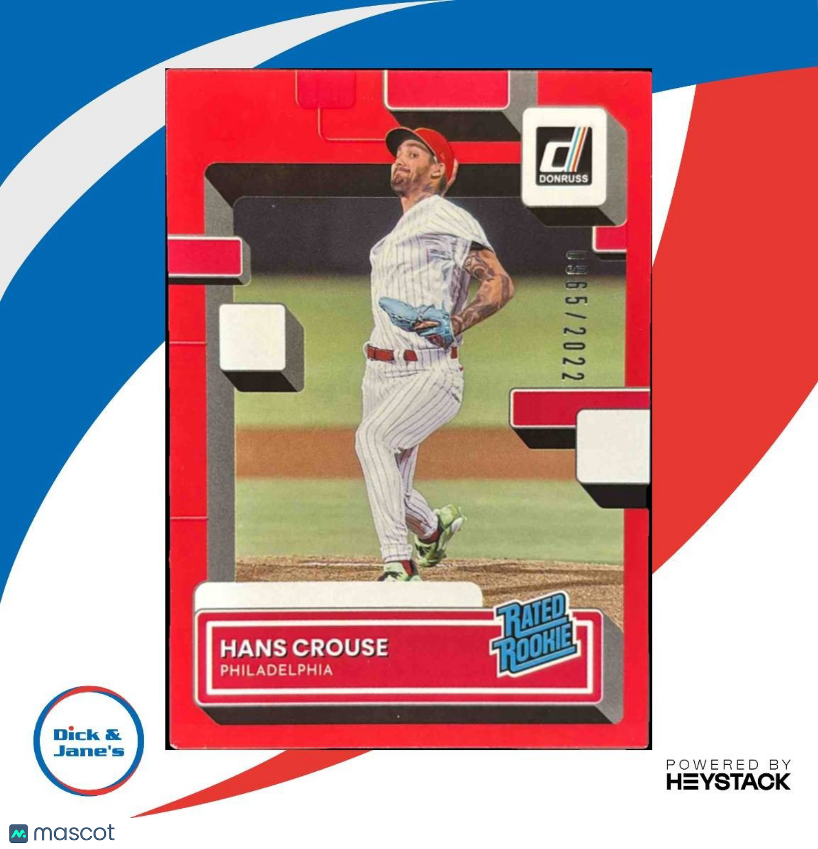 2022 Panini Donruss Hans Crouse Red /2022 #67 RC Philadelphia Phillies - Sports Cards