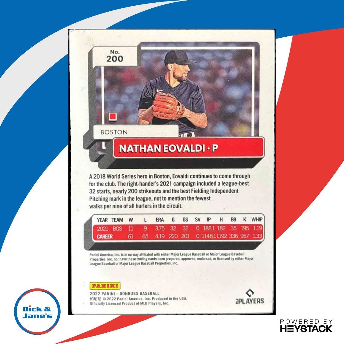 2022 Panini Donruss Nathan Eovaldi Red /2022 #200 Boston Sox - Sports Cards