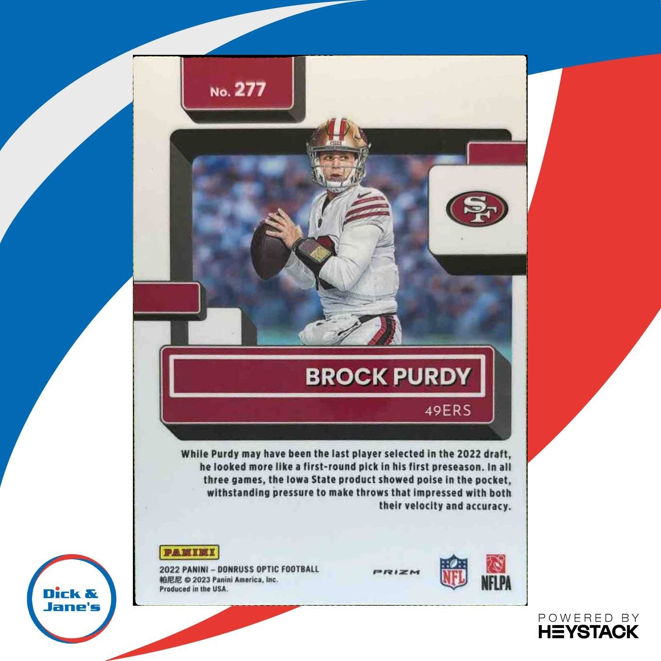 2022 Panini Donruss Optic Brock Purdy Holo #277 RC San Francisco 49ers - Sports Cards