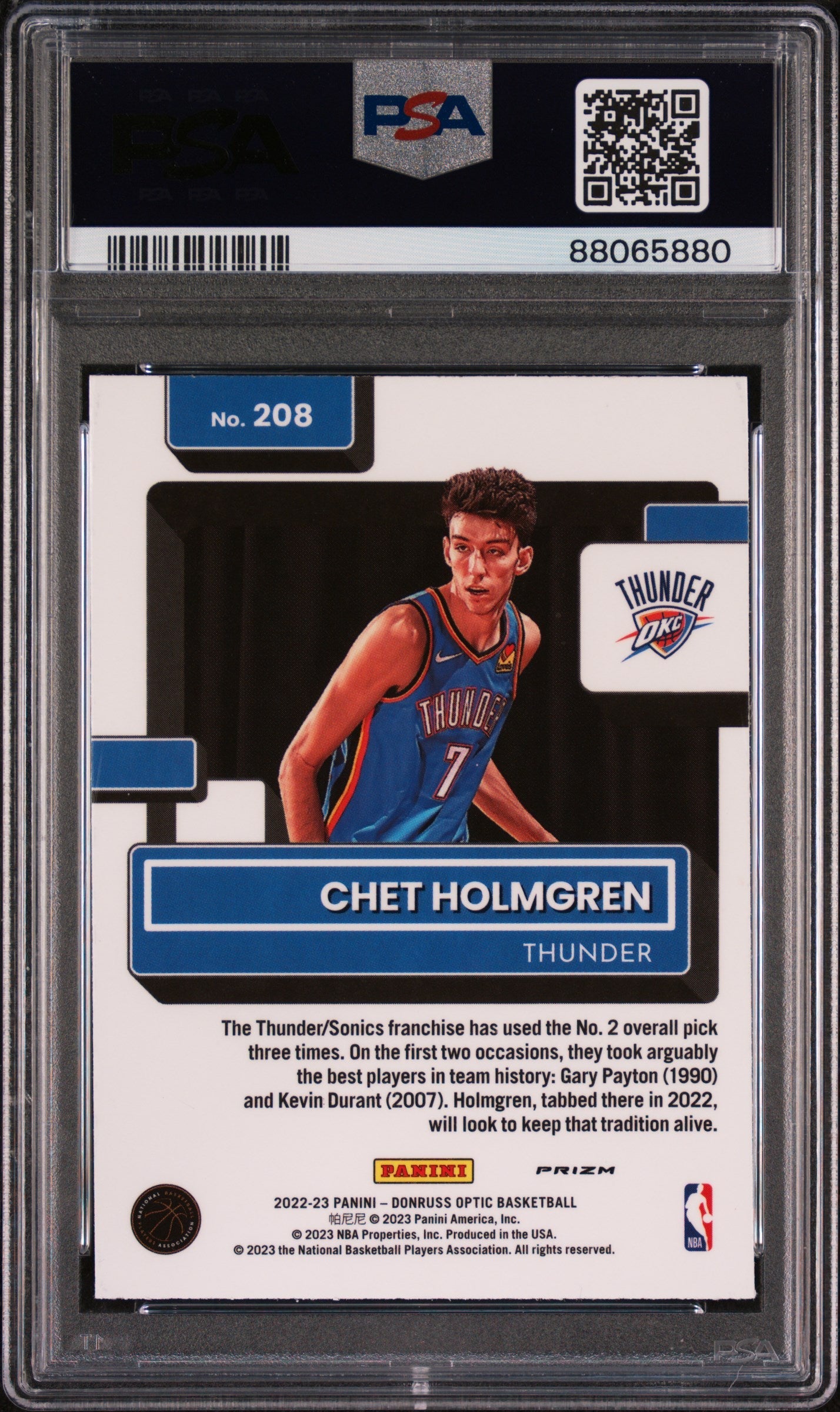 2022 Panini Donruss Optic Chet Holmgren Holo #208 PSA 10 - Graded Sports Cards