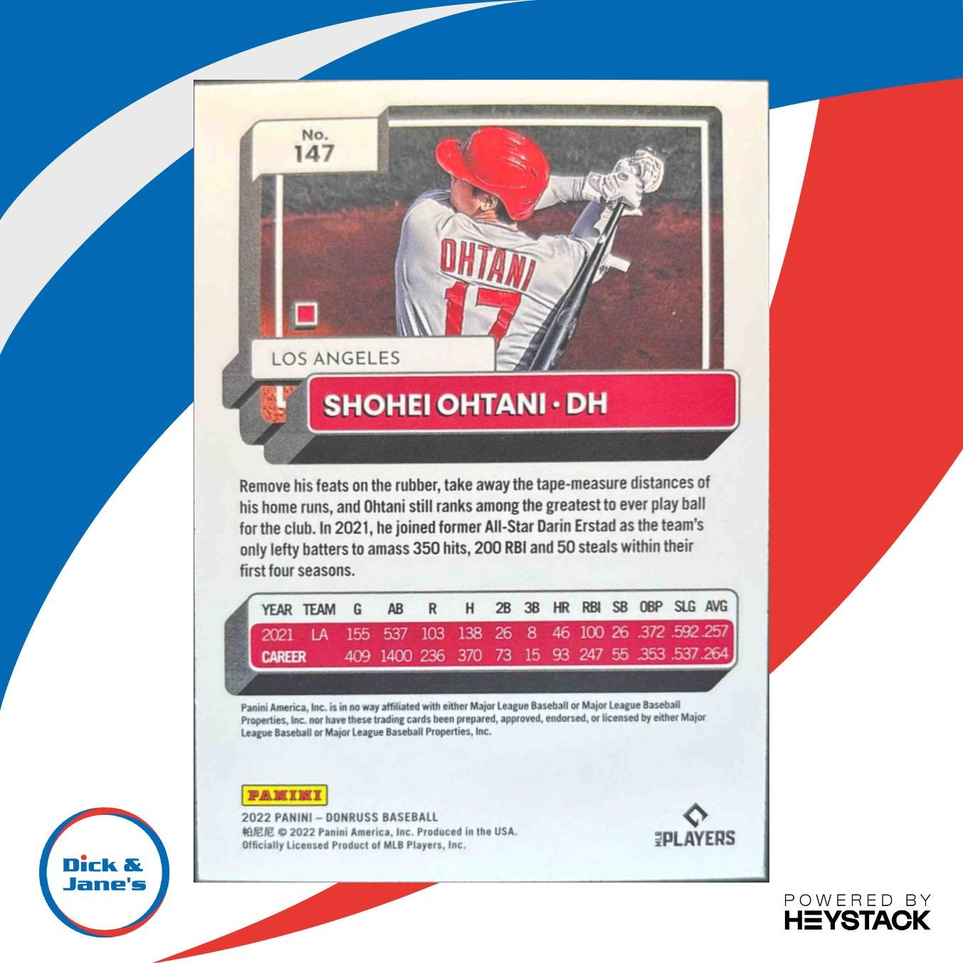 2022 Panini Donruss Shohei Ohtani Holo Red #147 Los Angeles Angels - Sports Cards