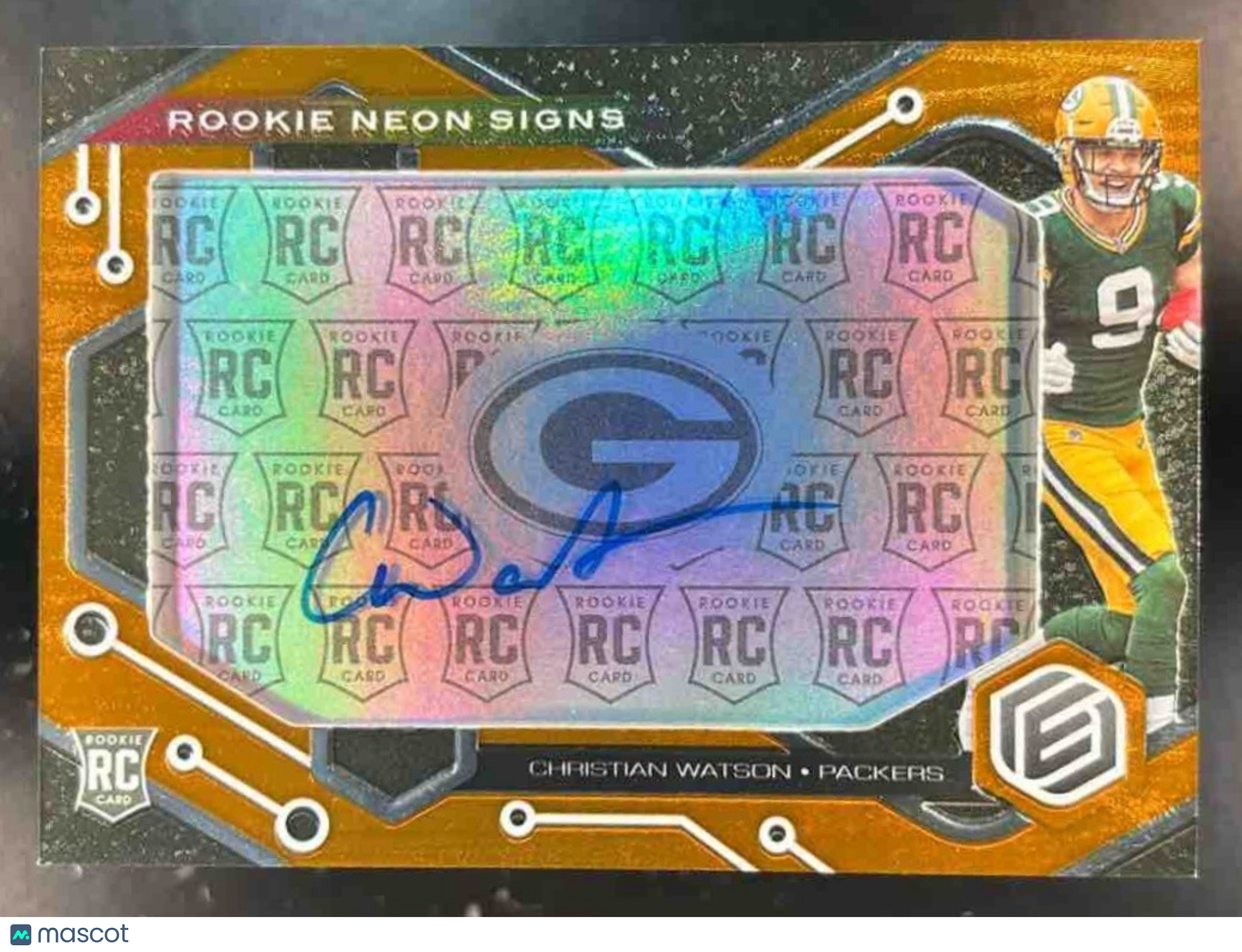 2022 Panini Elements Christian Watson Rookie Neon Signs /75 Auto RC Packers - Sports Cards